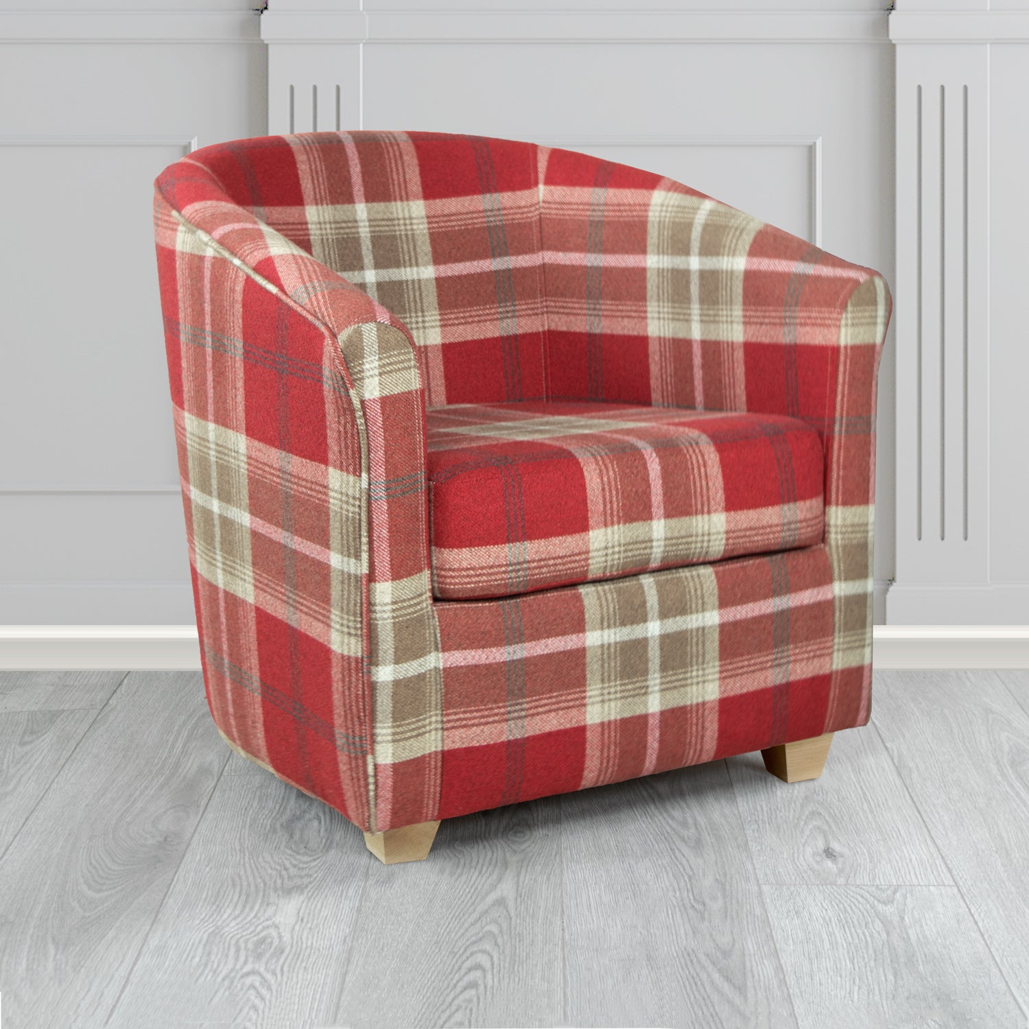 Cannes Tub Chair in Porter and Stone Balmoral Tartan Fabric