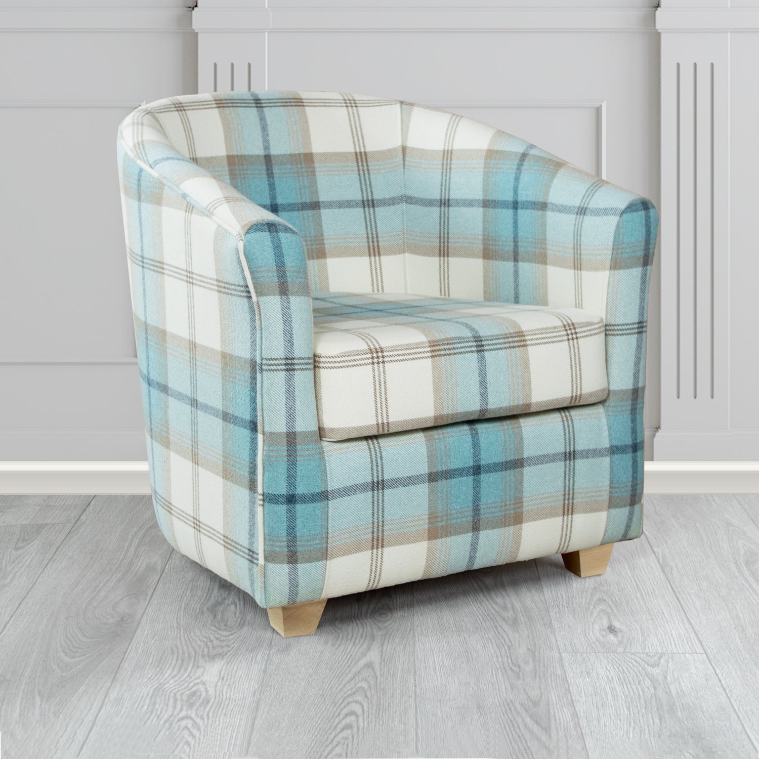 Cannes Tub Chair in Porter and Stone Balmoral Tartan Fabric