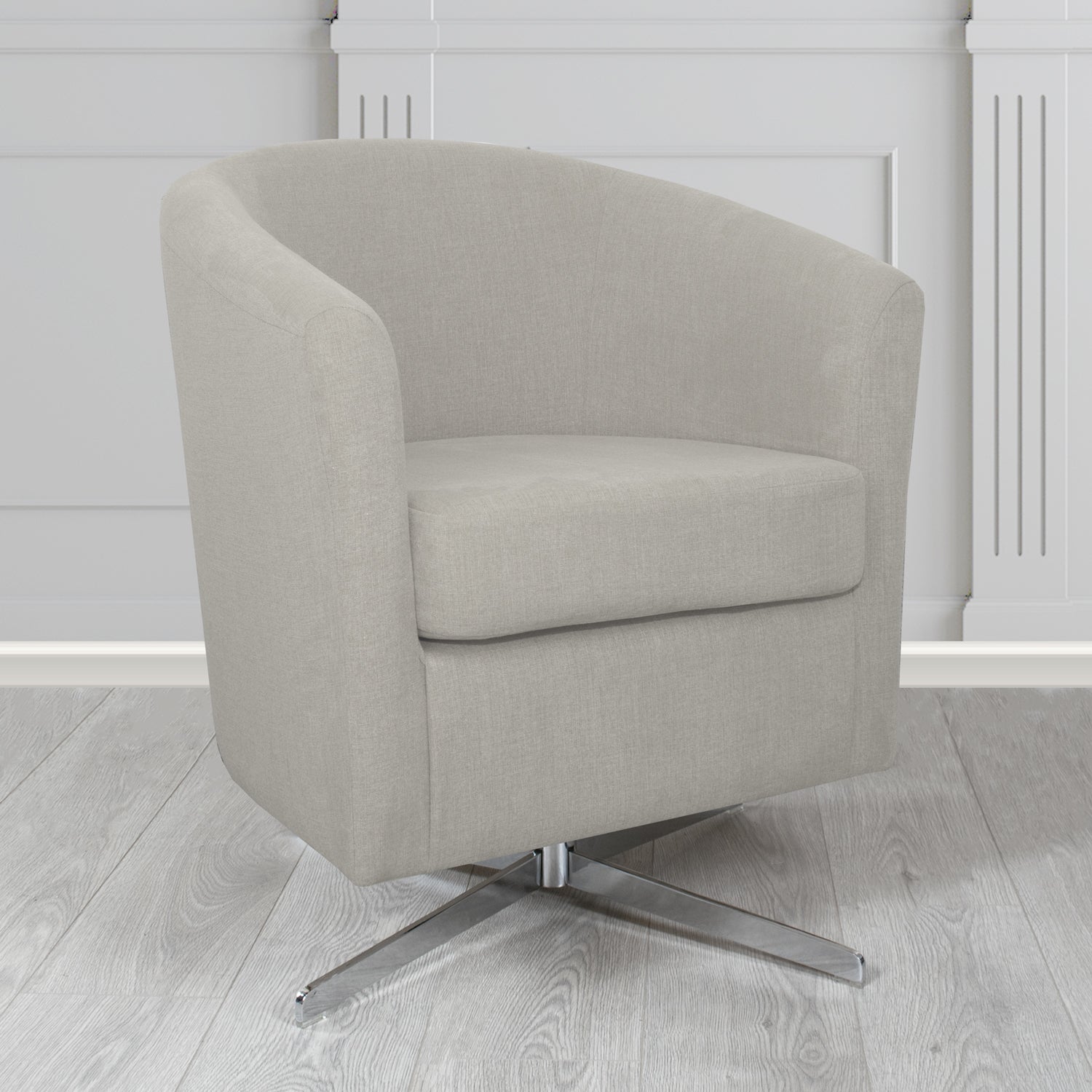 Cannes Swivel Tub Chair in Black Edition Enna Crib 5 Plain Textured Fabric