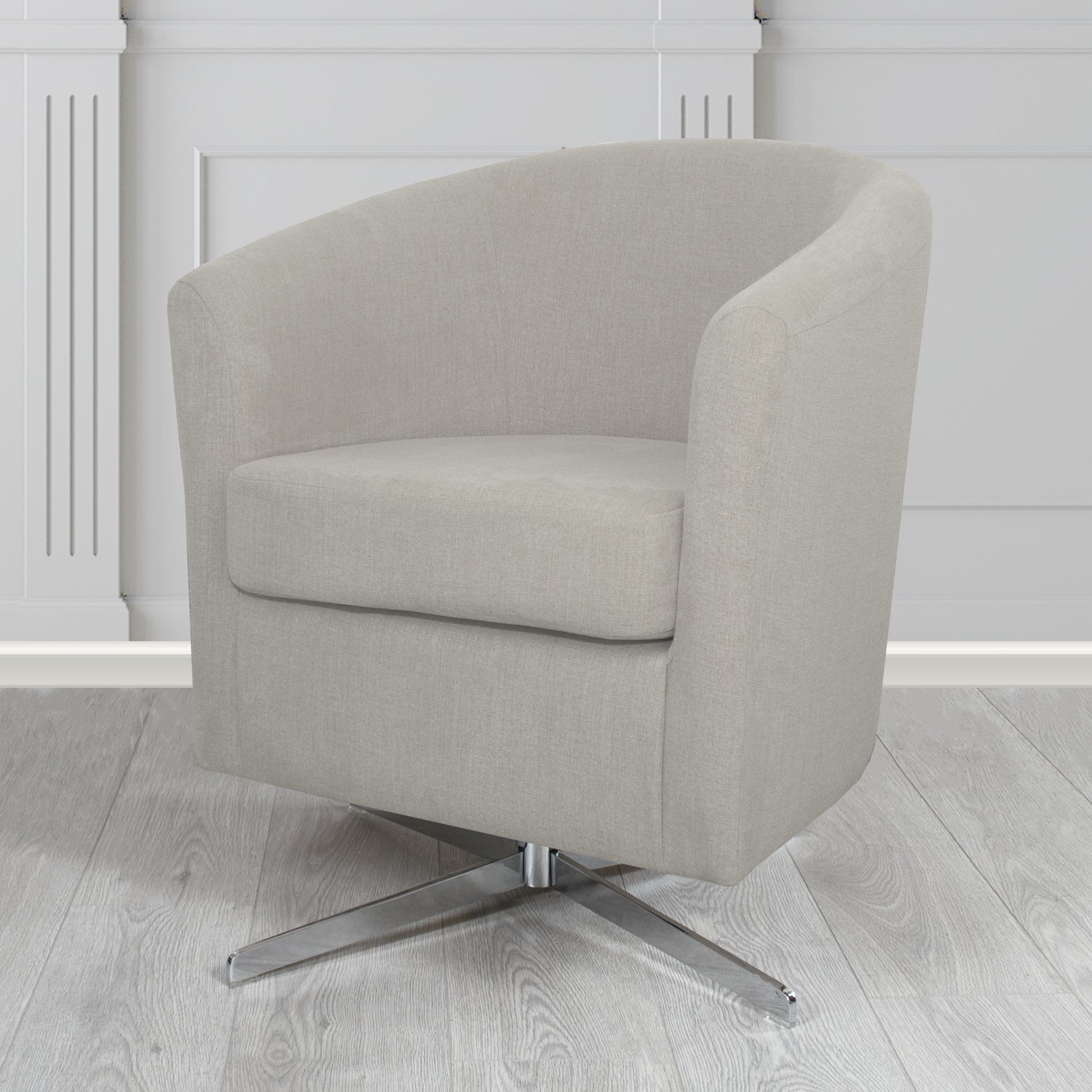 Cannes Swivel Tub Chair in Black Edition Enna Crib 5 Plain Textured Fabric