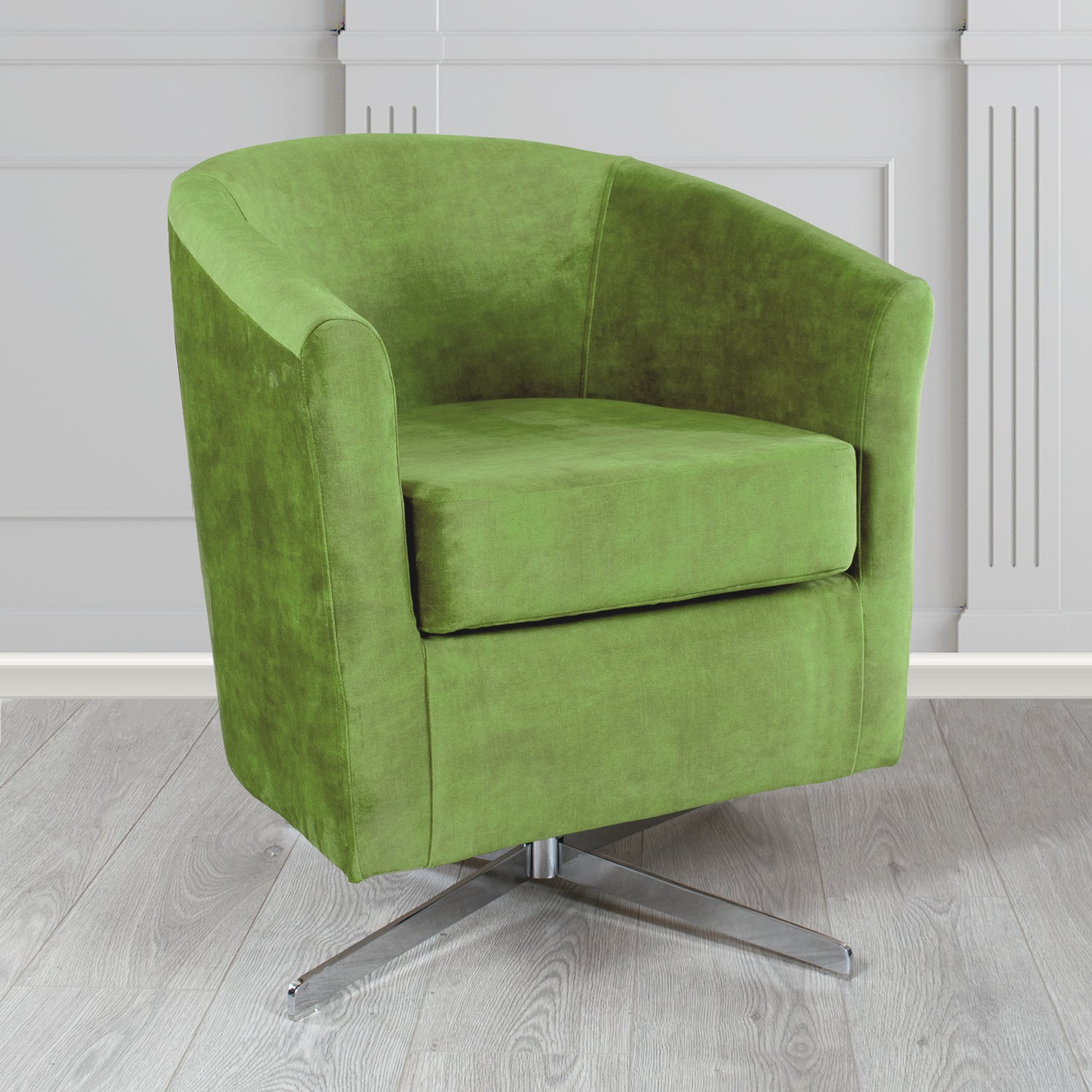 Cannes Swivel Tub Chair in Clarke and Clarke Martello Plain Textured Velvet Fabric