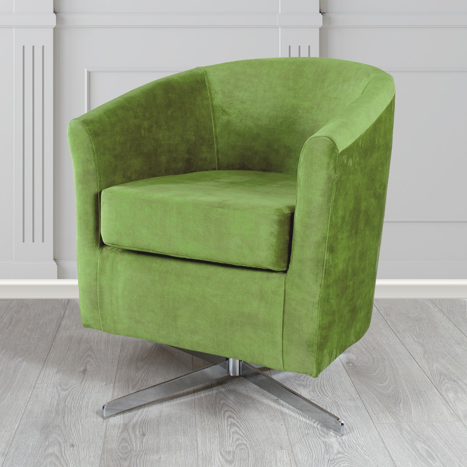 Cannes Swivel Tub Chair in Clarke and Clarke Martello Plain Textured Velvet Fabric