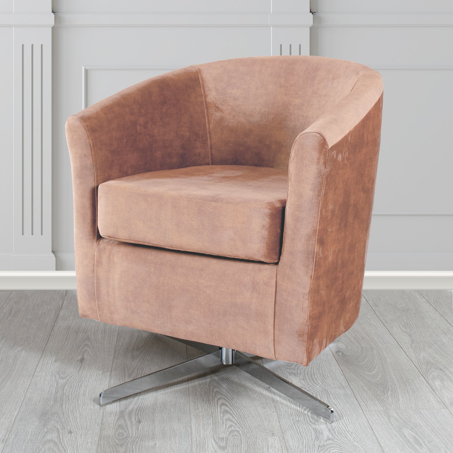 Cannes Swivel Tub Chair in Clarke and Clarke Martello Plain Textured Velvet Fabric