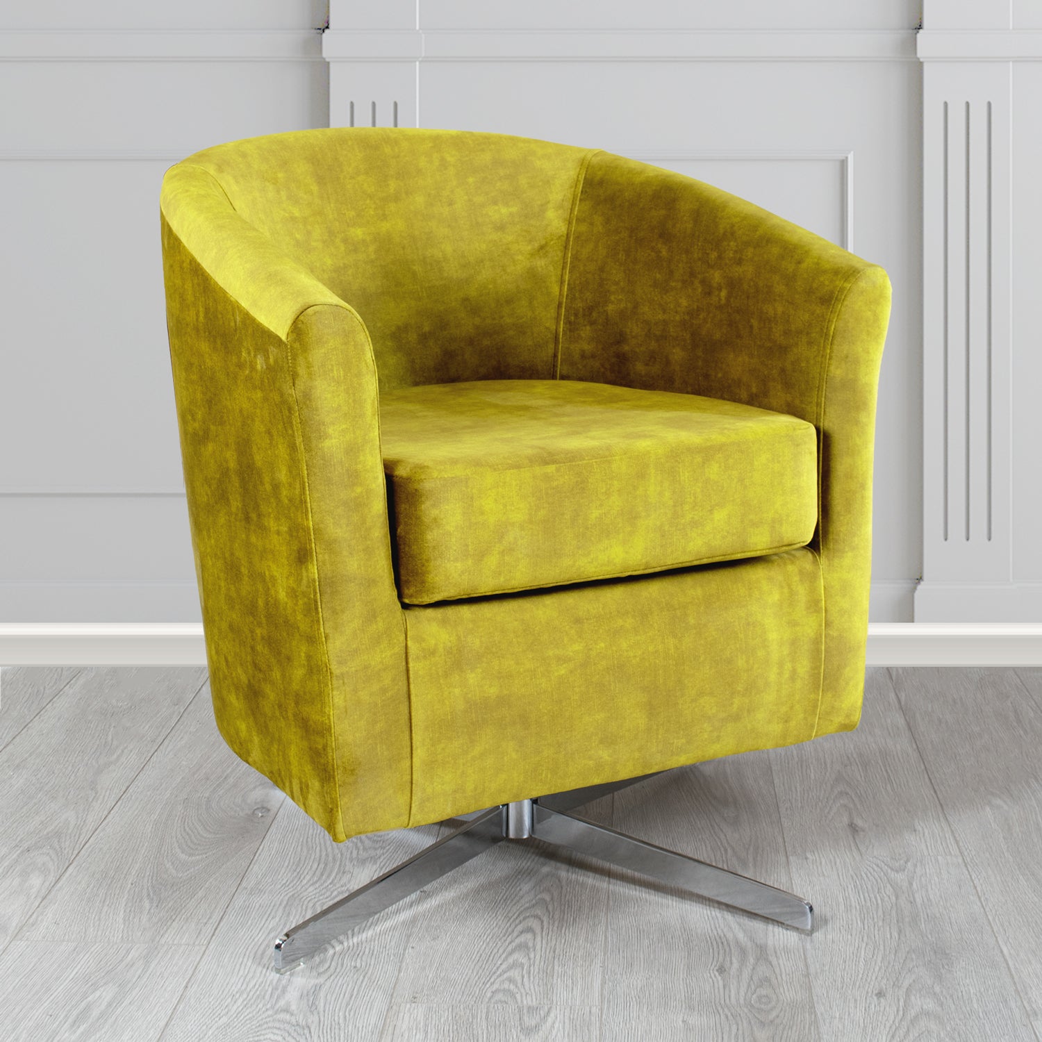 Cannes Swivel Tub Chair in Clarke and Clarke Martello Plain Textured Velvet Fabric