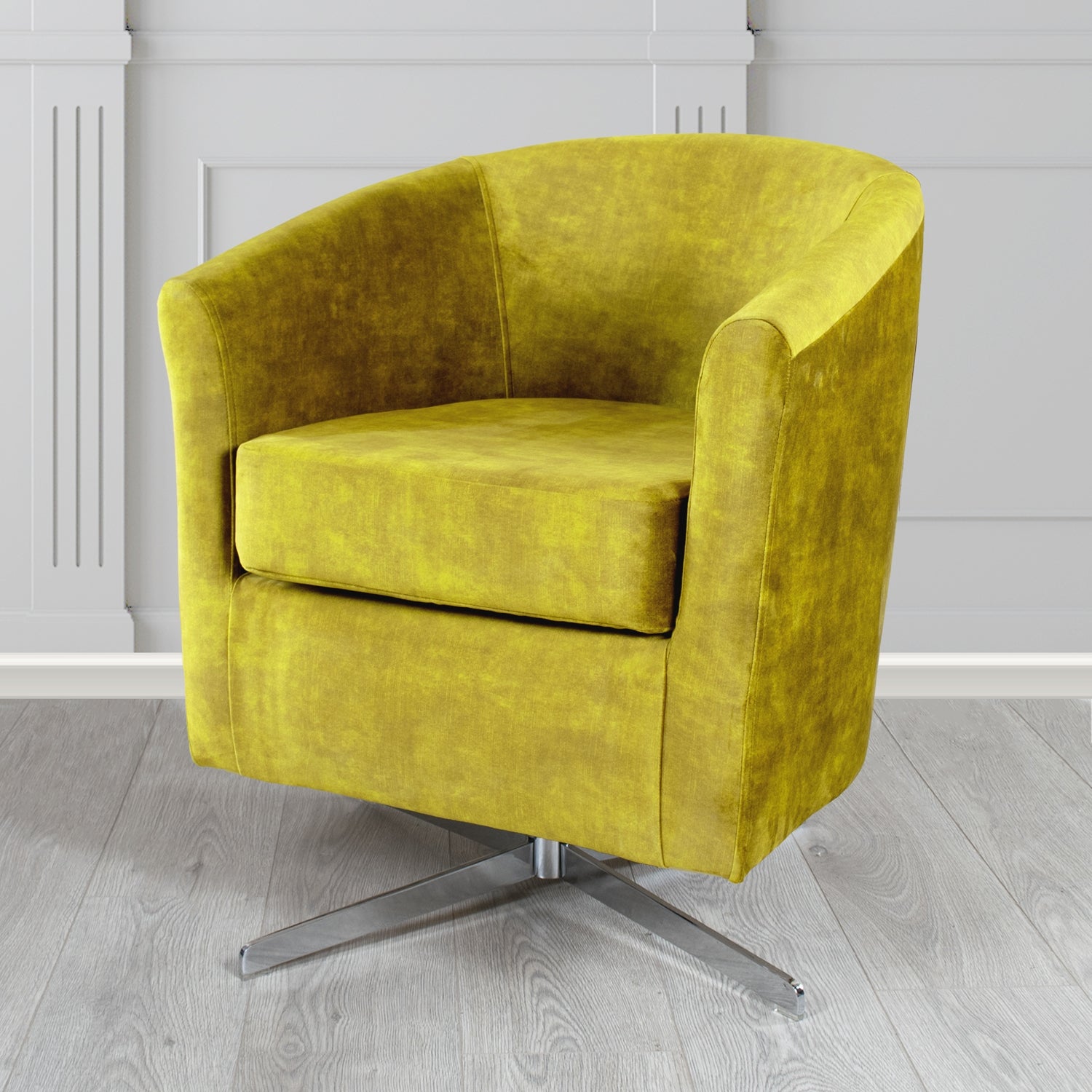 Cannes Swivel Tub Chair in Clarke and Clarke Martello Plain Textured Velvet Fabric
