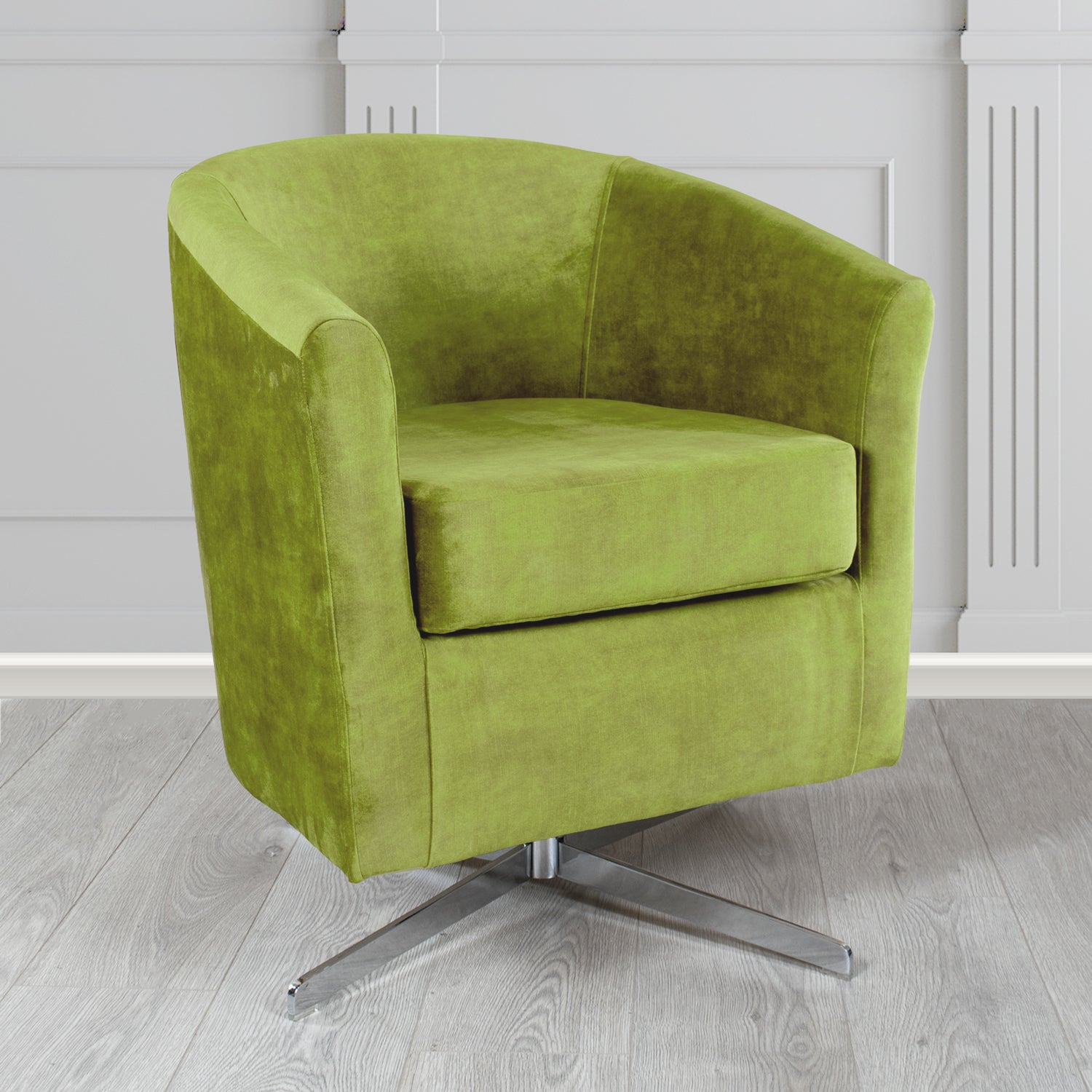 Cannes Swivel Tub Chair in Clarke and Clarke Martello Plain Textured Velvet Fabric