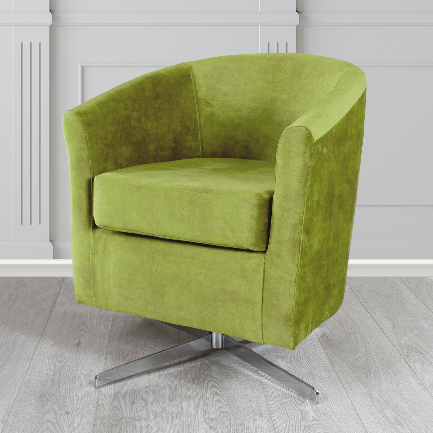 Cannes Swivel Tub Chair in Clarke and Clarke Martello Plain Textured Velvet Fabric