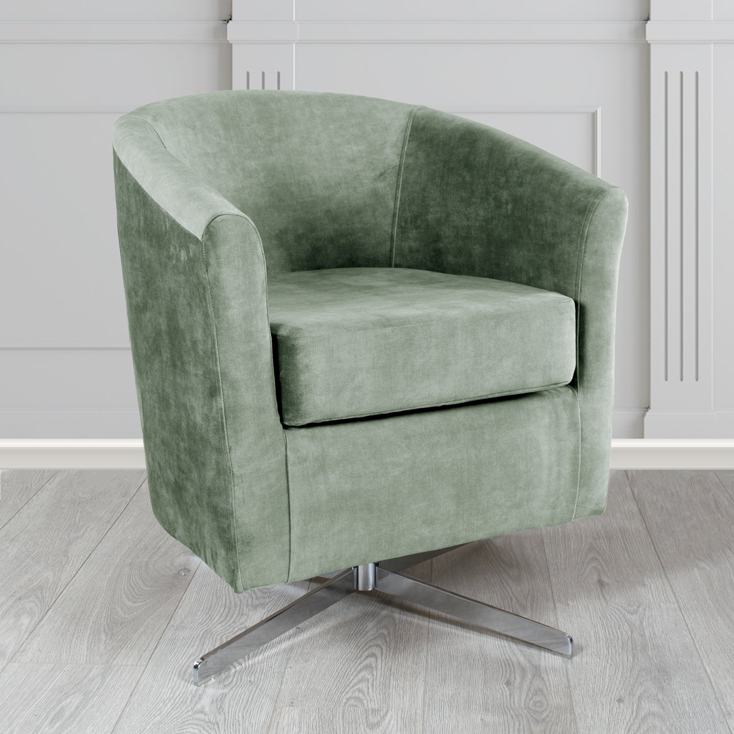 Cannes Swivel Tub Chair in Clarke and Clarke Martello Plain Textured Velvet Fabric