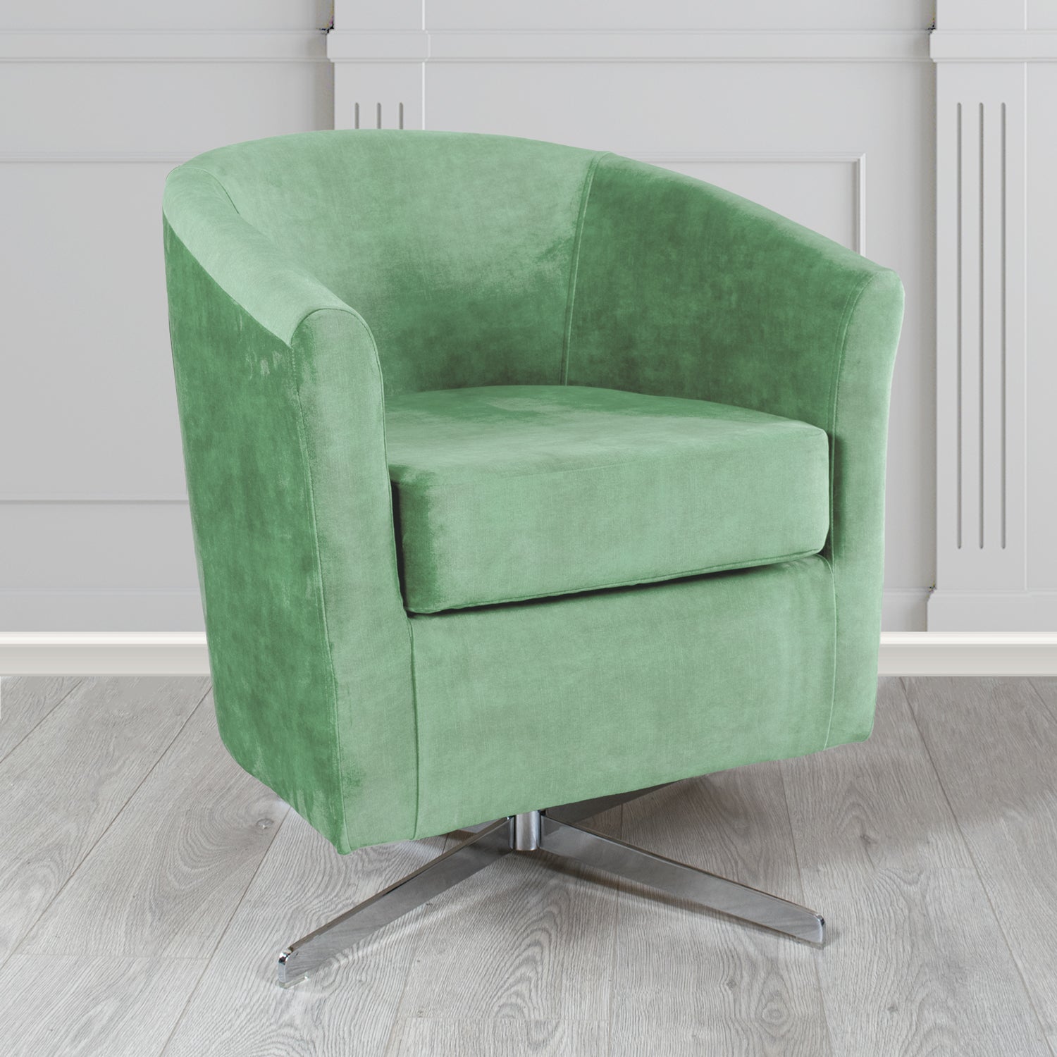 Cannes Swivel Tub Chair in Clarke and Clarke Martello Plain Textured Velvet Fabric