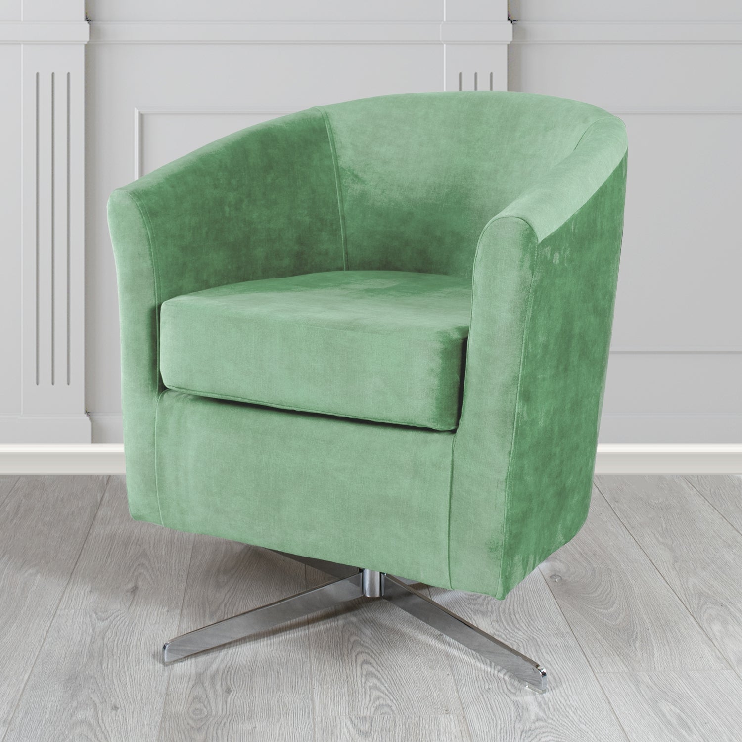Cannes Swivel Tub Chair in Clarke and Clarke Martello Plain Textured Velvet Fabric