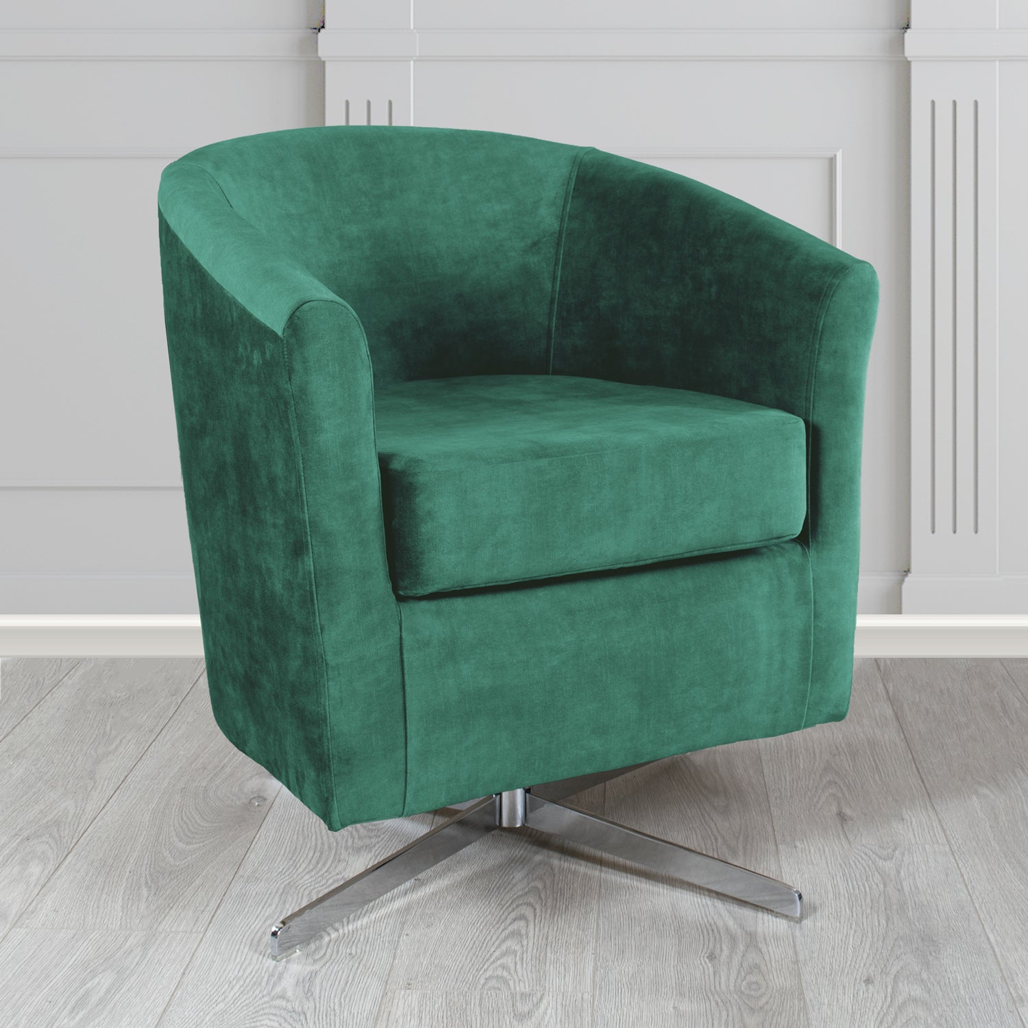 Cannes Swivel Tub Chair in Clarke and Clarke Martello Plain Textured Velvet Fabric