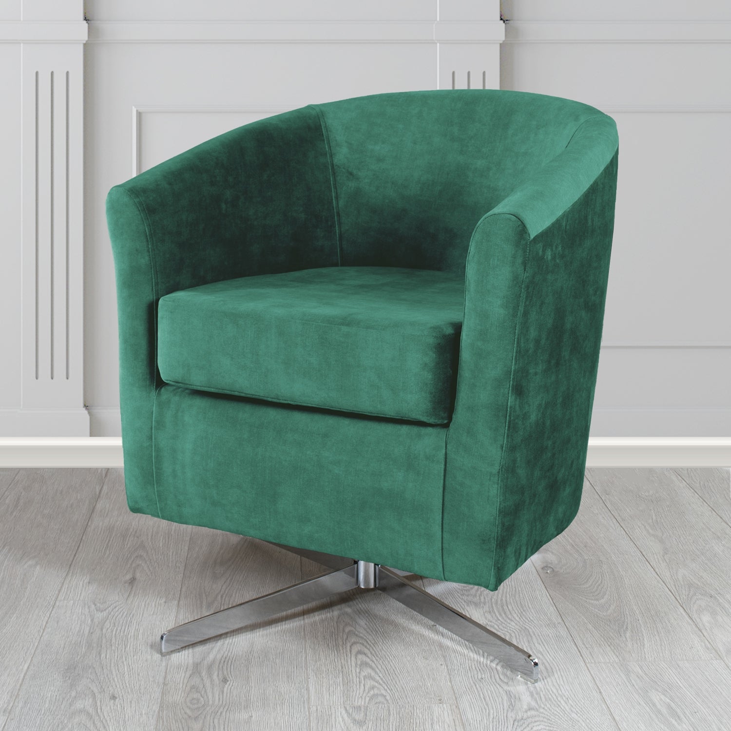 Cannes Swivel Tub Chair in Clarke and Clarke Martello Plain Textured Velvet Fabric