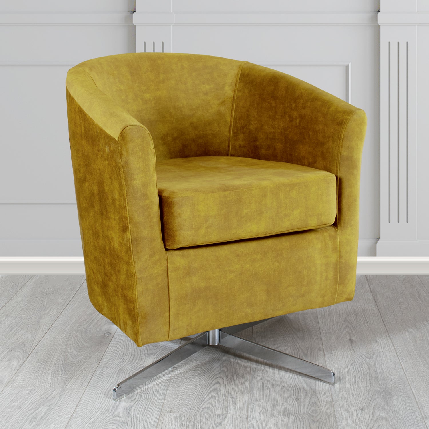 Cannes Swivel Tub Chair in Clarke and Clarke Martello Plain Textured Velvet Fabric