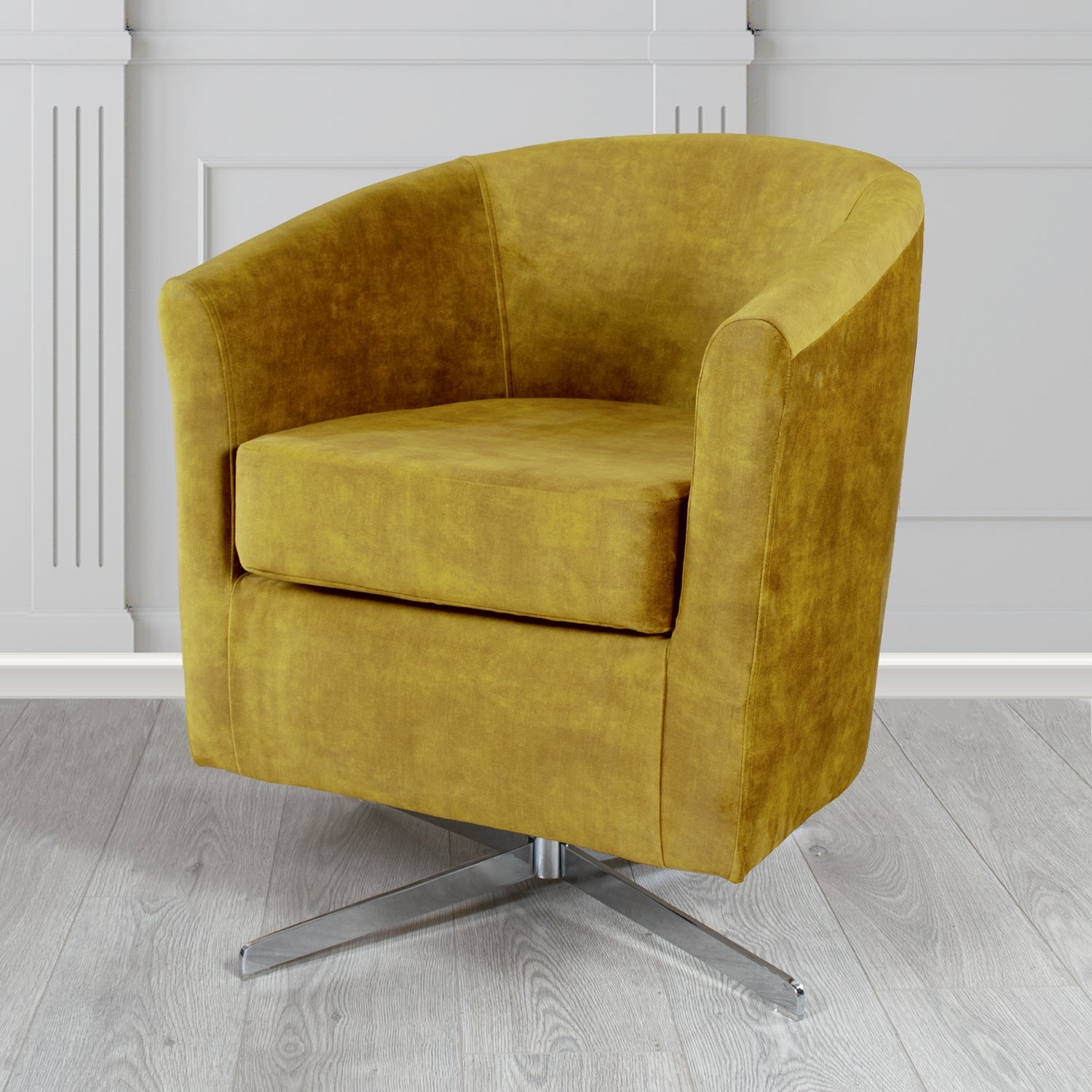 Cannes Swivel Tub Chair in Clarke and Clarke Martello Plain Textured Velvet Fabric