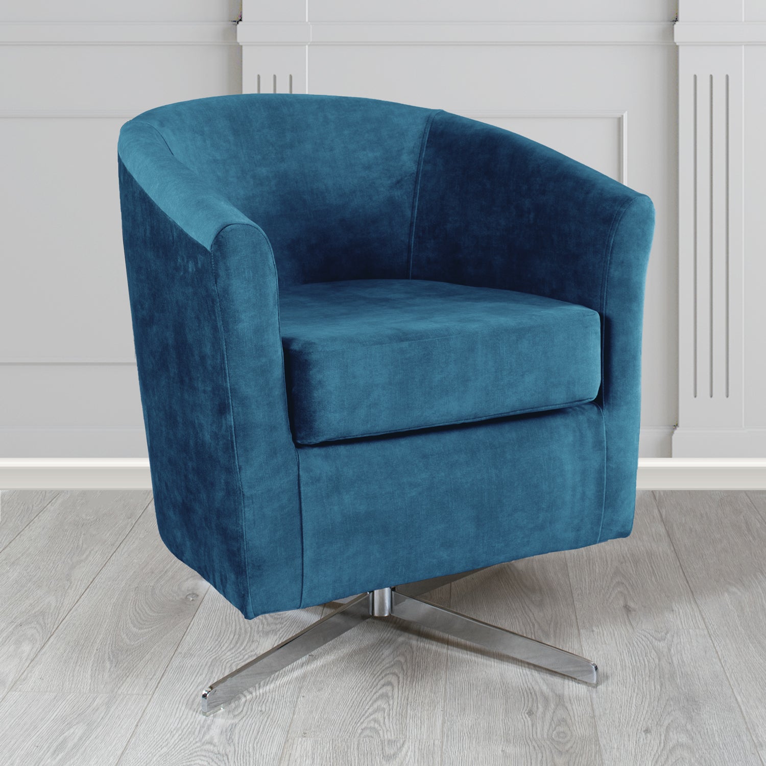 Cannes Swivel Tub Chair in Clarke and Clarke Martello Plain Textured Velvet Fabric