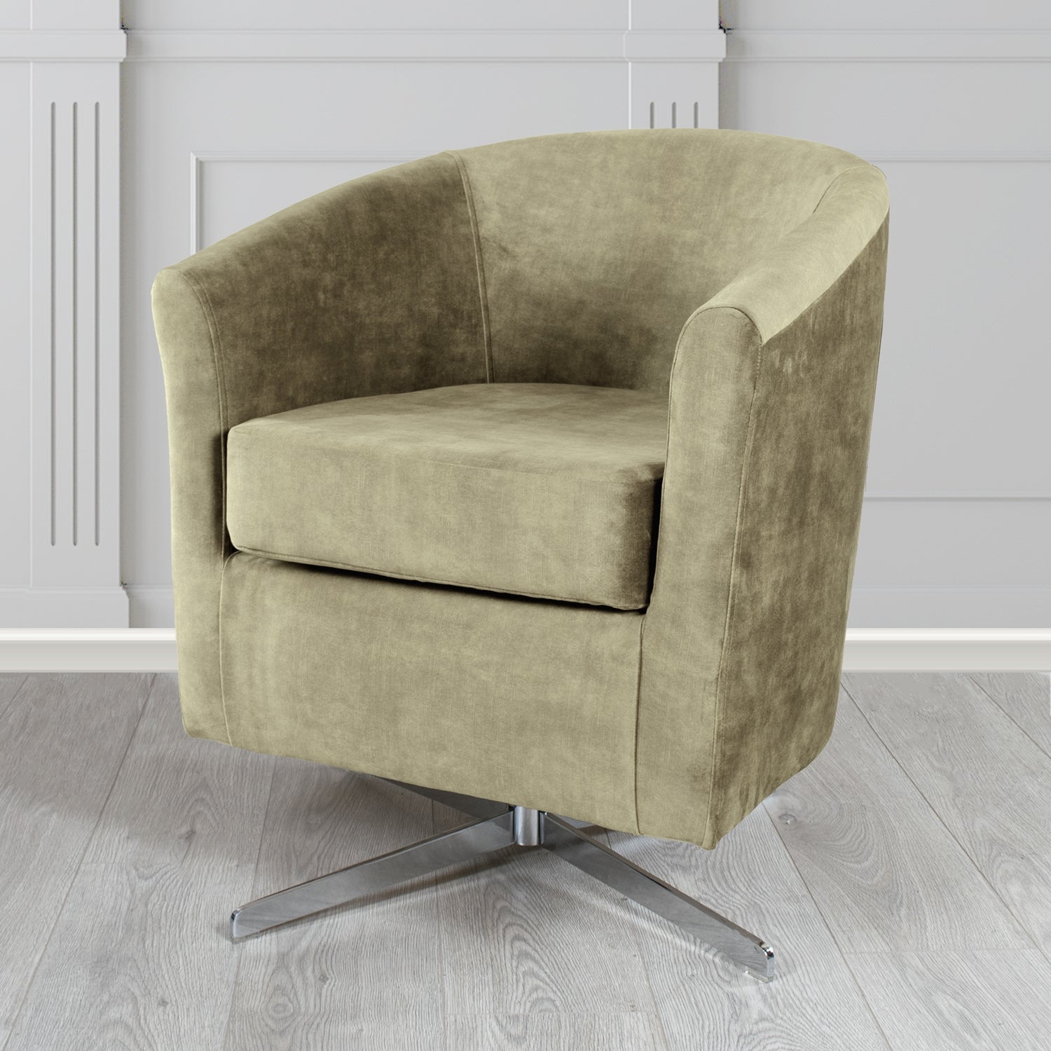 Cannes Swivel Tub Chair in Clarke and Clarke Martello Plain Textured Velvet Fabric
