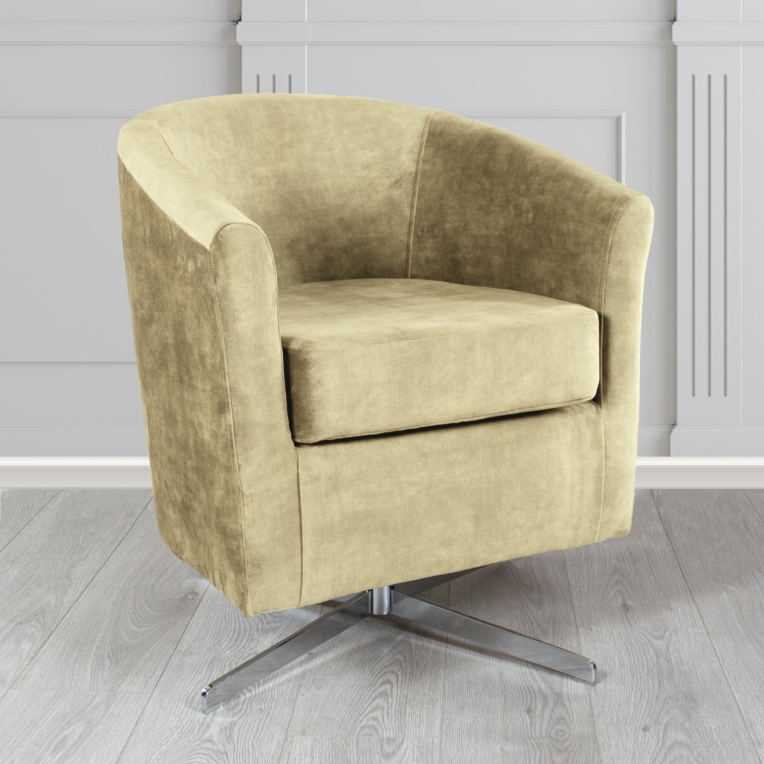 Cannes Swivel Tub Chair in Clarke and Clarke Martello Plain Textured Velvet Fabric