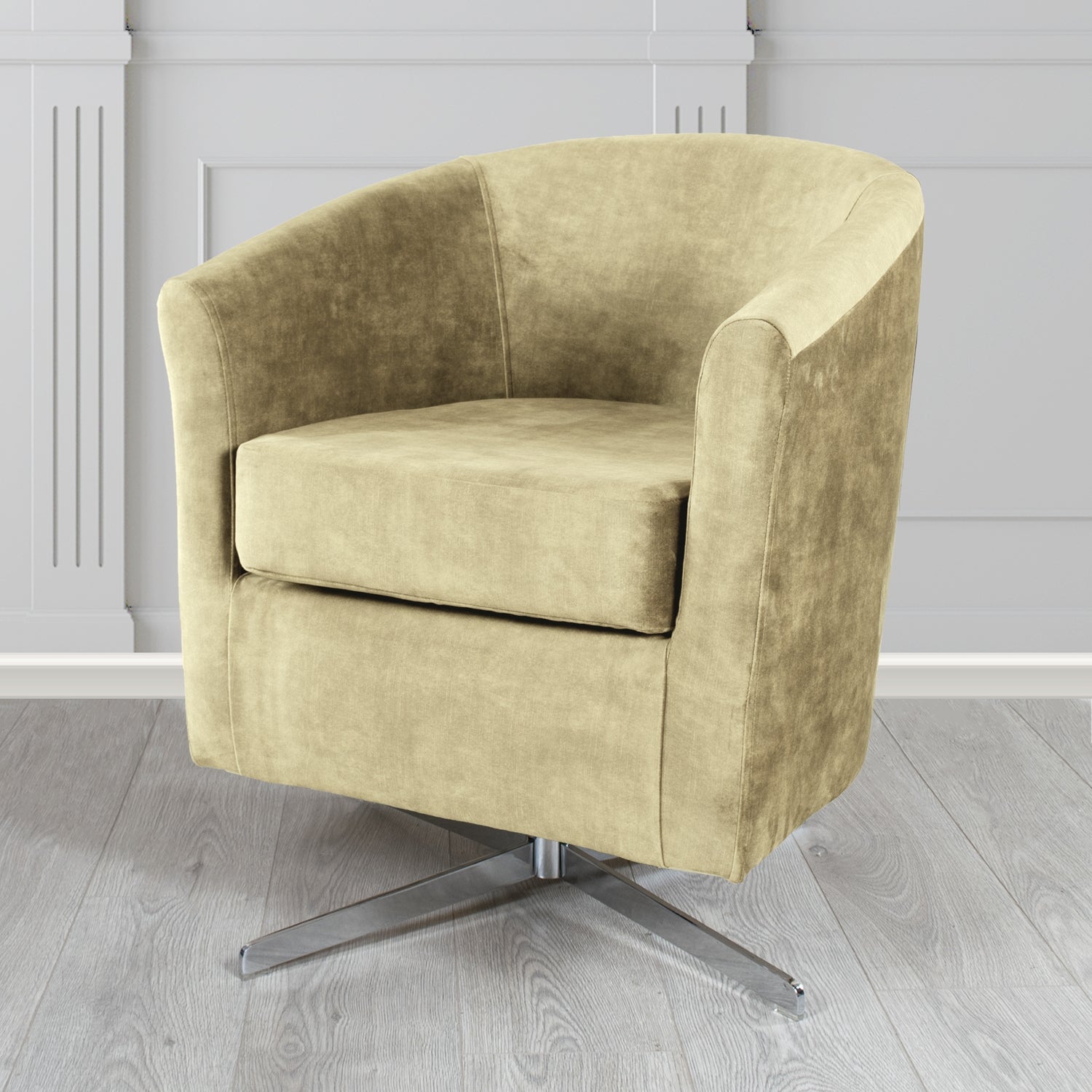 Cannes Swivel Tub Chair in Clarke and Clarke Martello Plain Textured Velvet Fabric