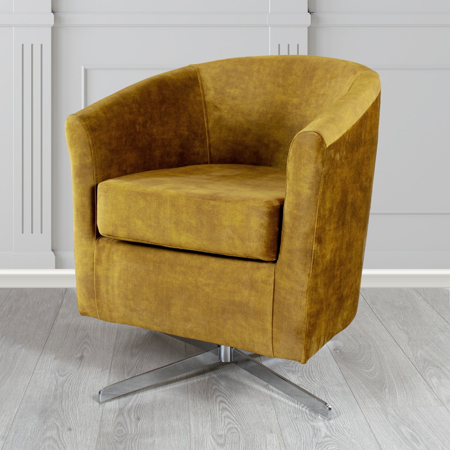 Cannes Swivel Tub Chair in Clarke and Clarke Martello Plain Textured Velvet Fabric