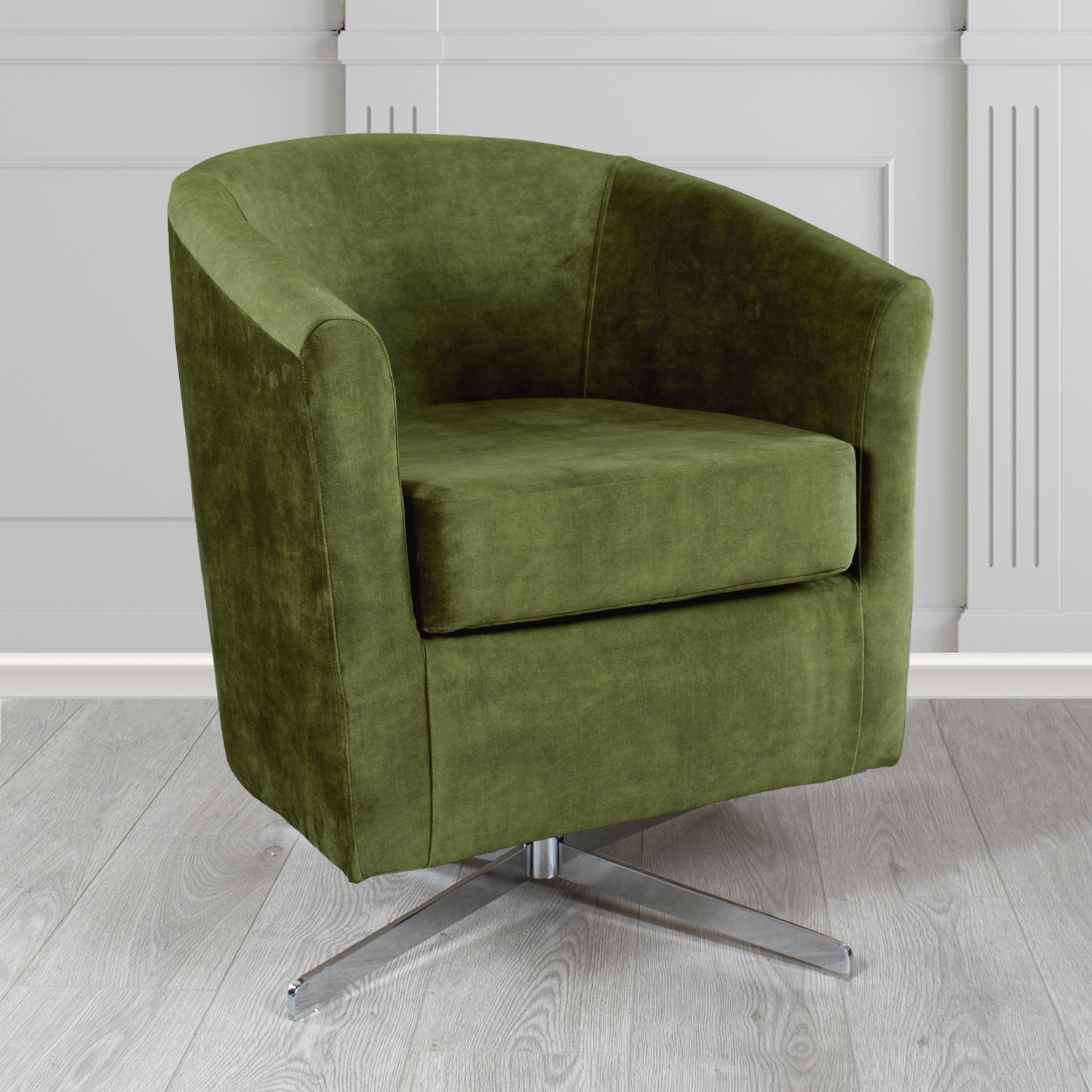 Cannes Swivel Tub Chair in Clarke and Clarke Martello Plain Textured Velvet Fabric
