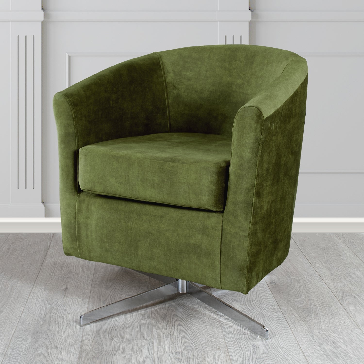 Cannes Swivel Tub Chair in Clarke and Clarke Martello Plain Textured Velvet Fabric