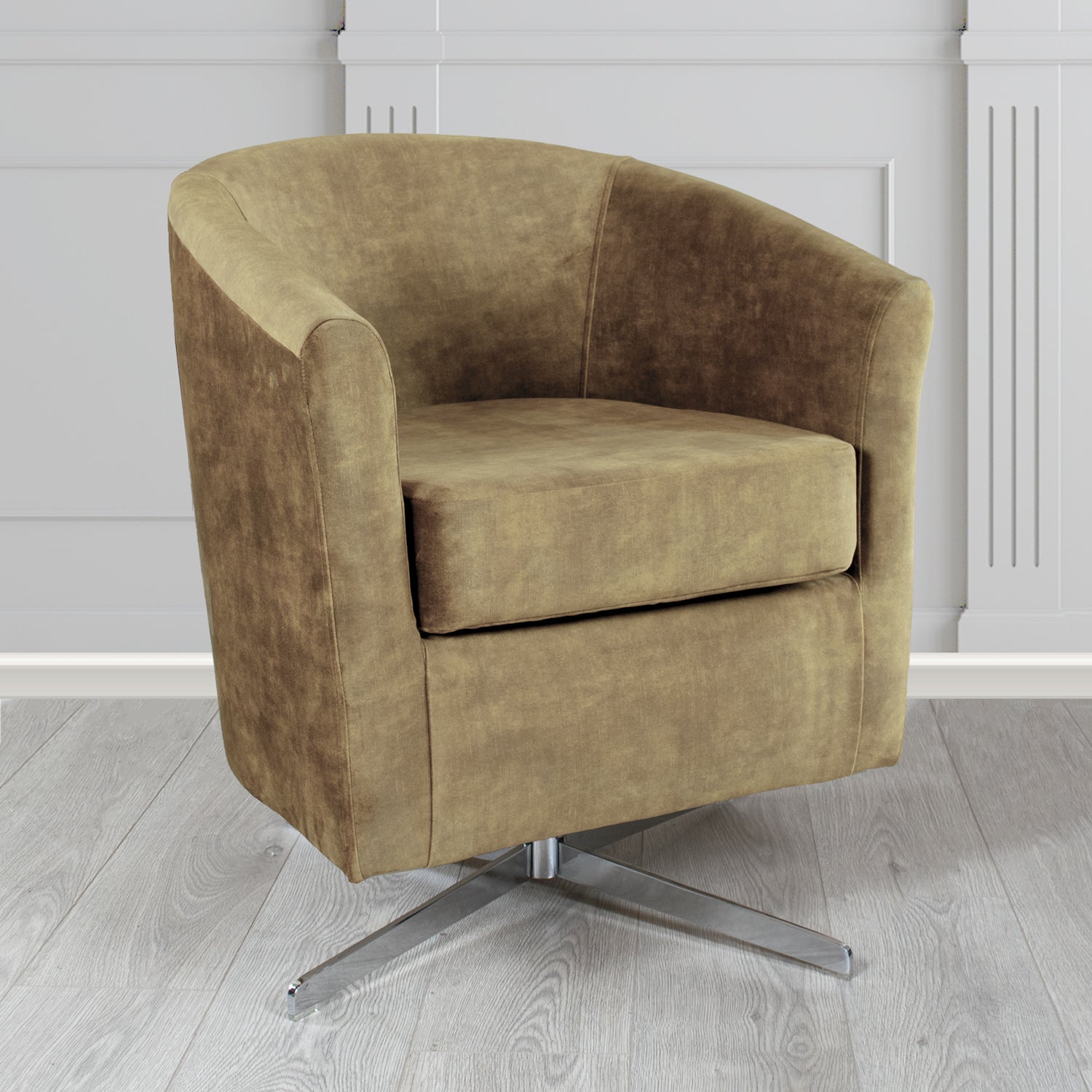 Cannes Swivel Tub Chair in Clarke and Clarke Martello Plain Textured Velvet Fabric