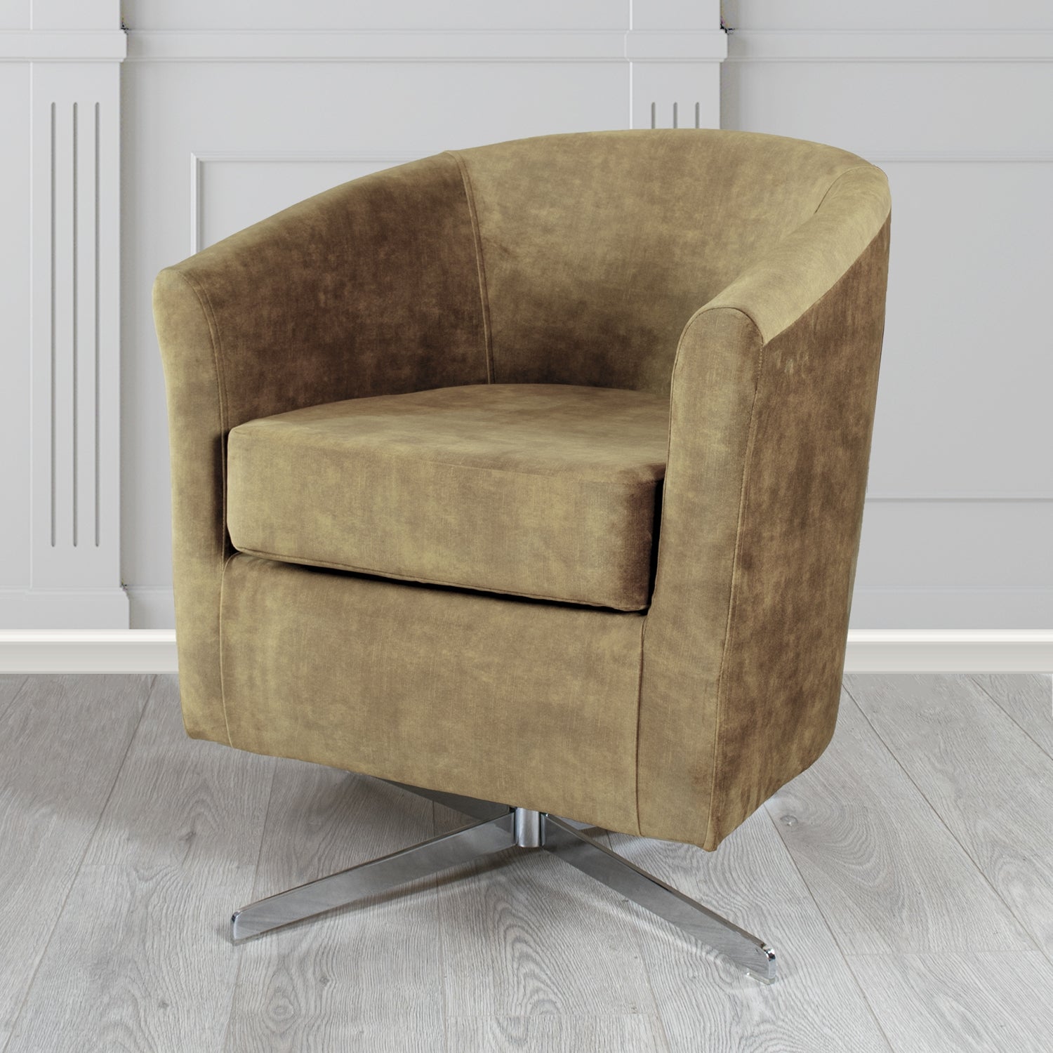Cannes Swivel Tub Chair in Clarke and Clarke Martello Plain Textured Velvet Fabric