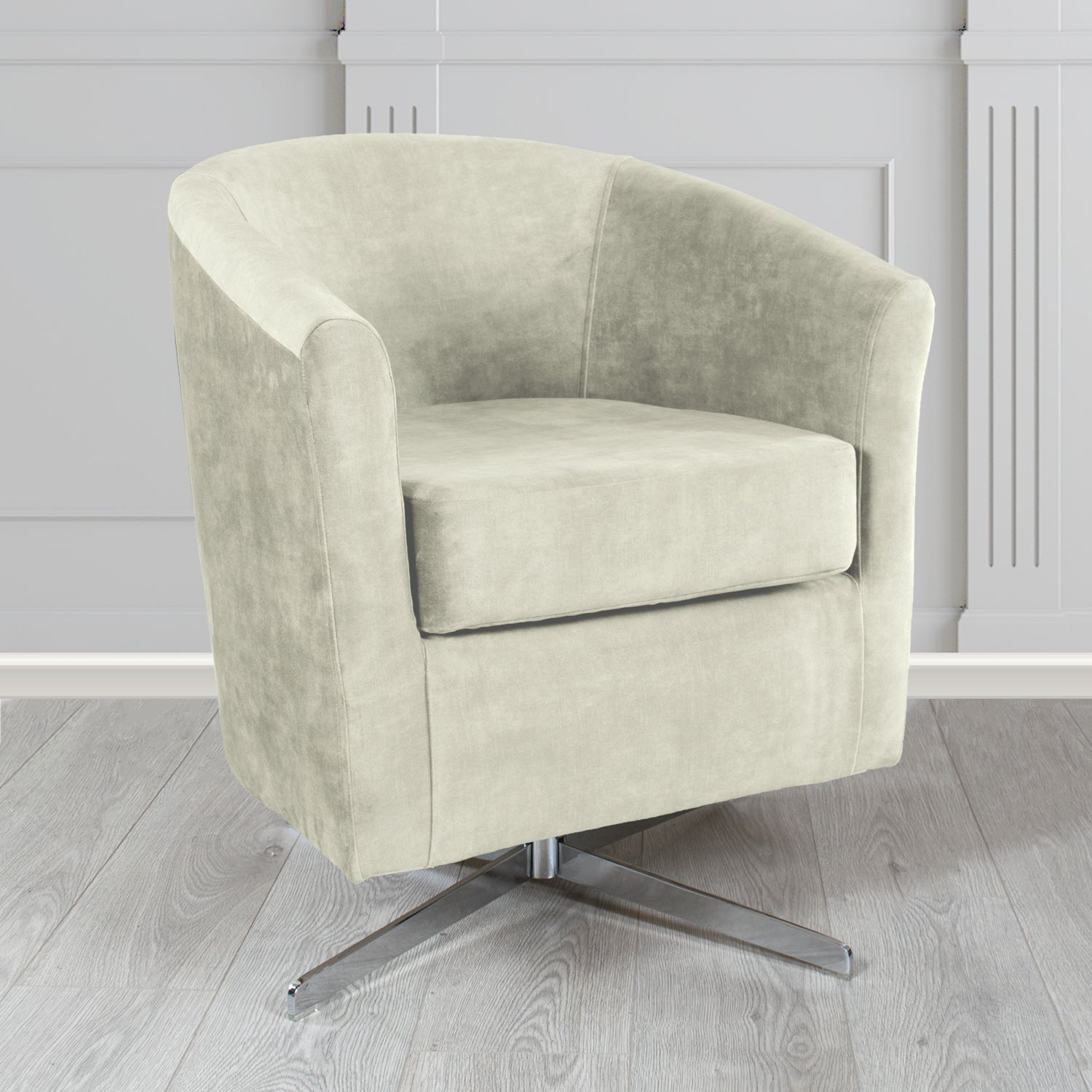 Cannes Swivel Tub Chair in Clarke and Clarke Martello Plain Textured Velvet Fabric