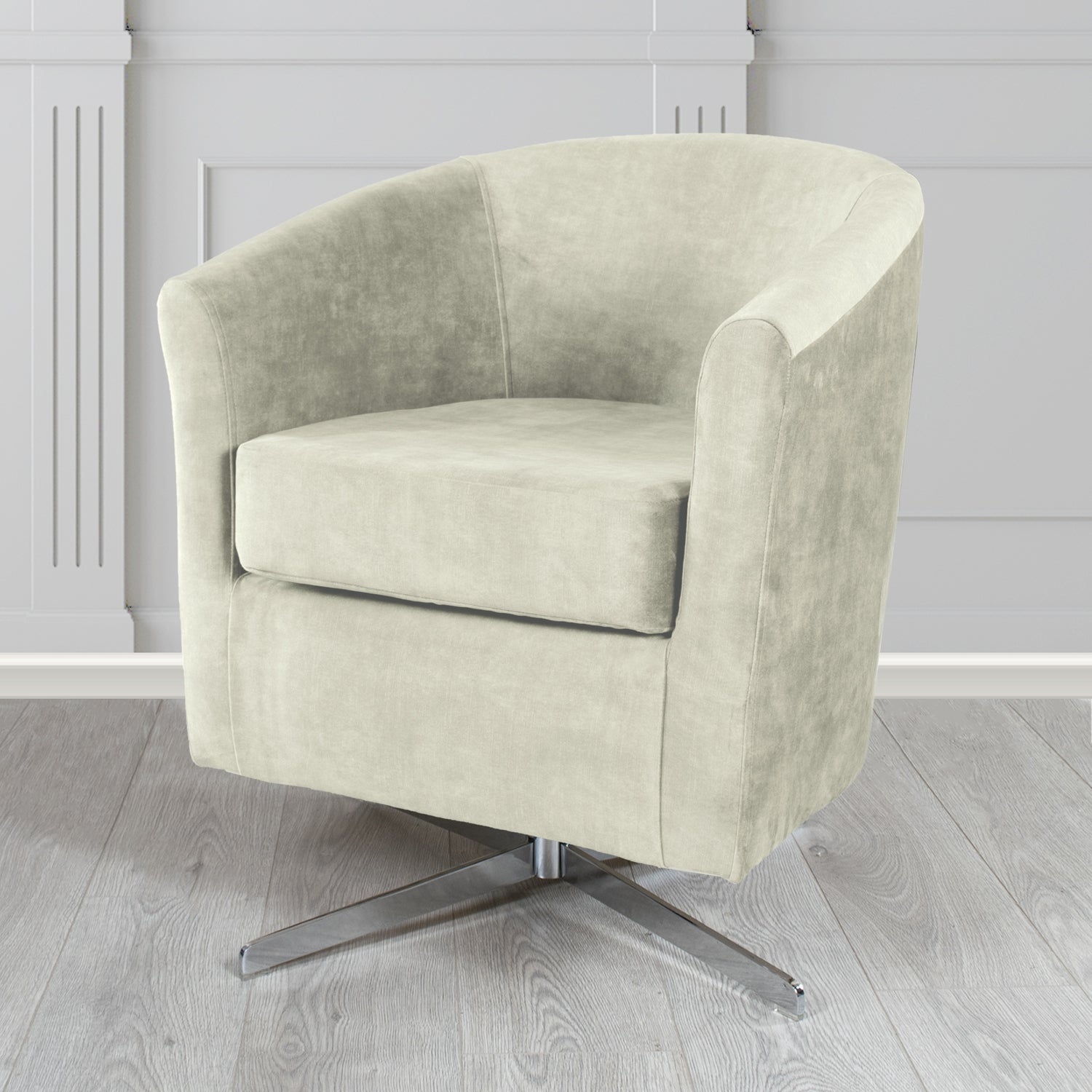 Cannes Swivel Tub Chair in Clarke and Clarke Martello Plain Textured Velvet Fabric