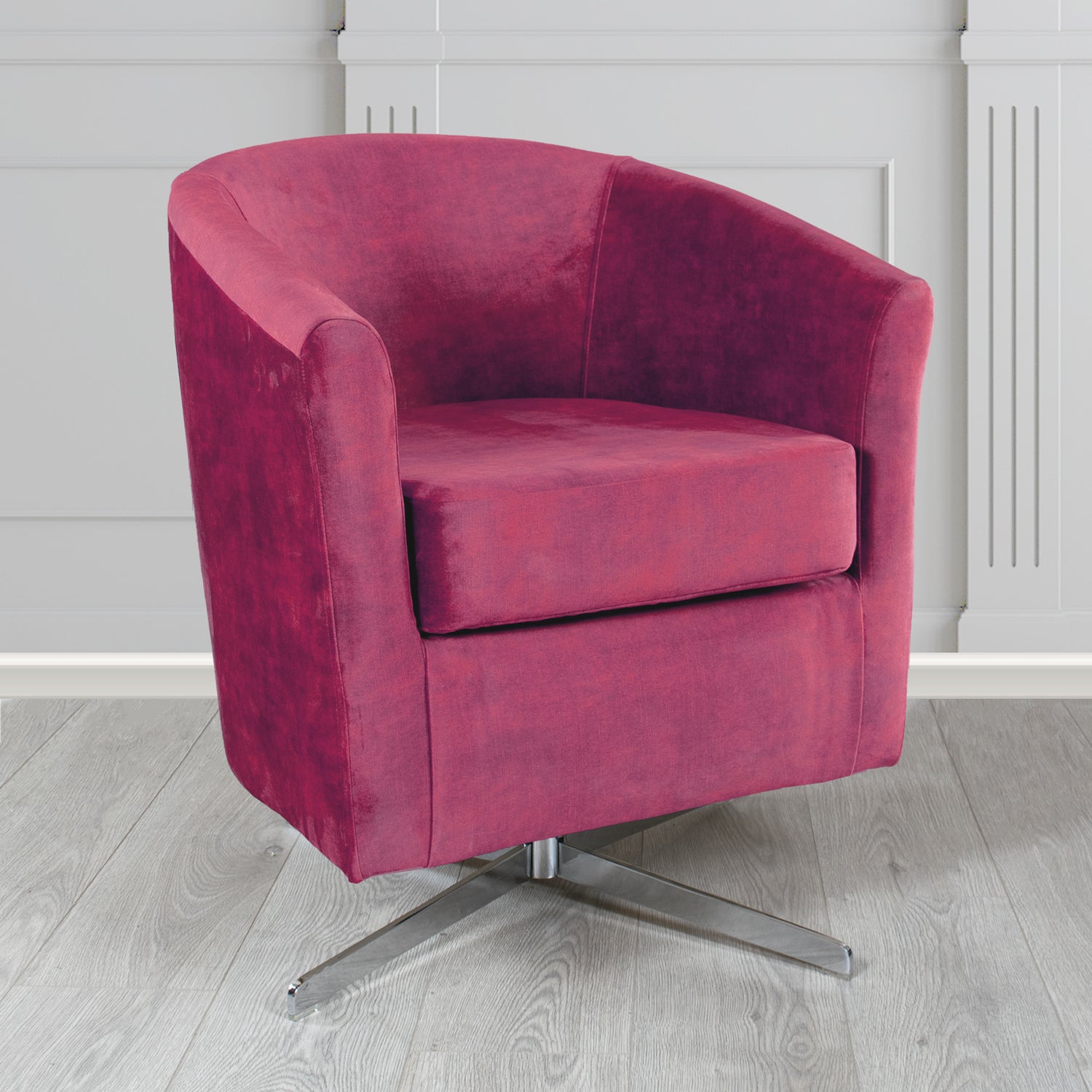 Cannes Swivel Tub Chair in Clarke and Clarke Martello Plain Textured Velvet Fabric