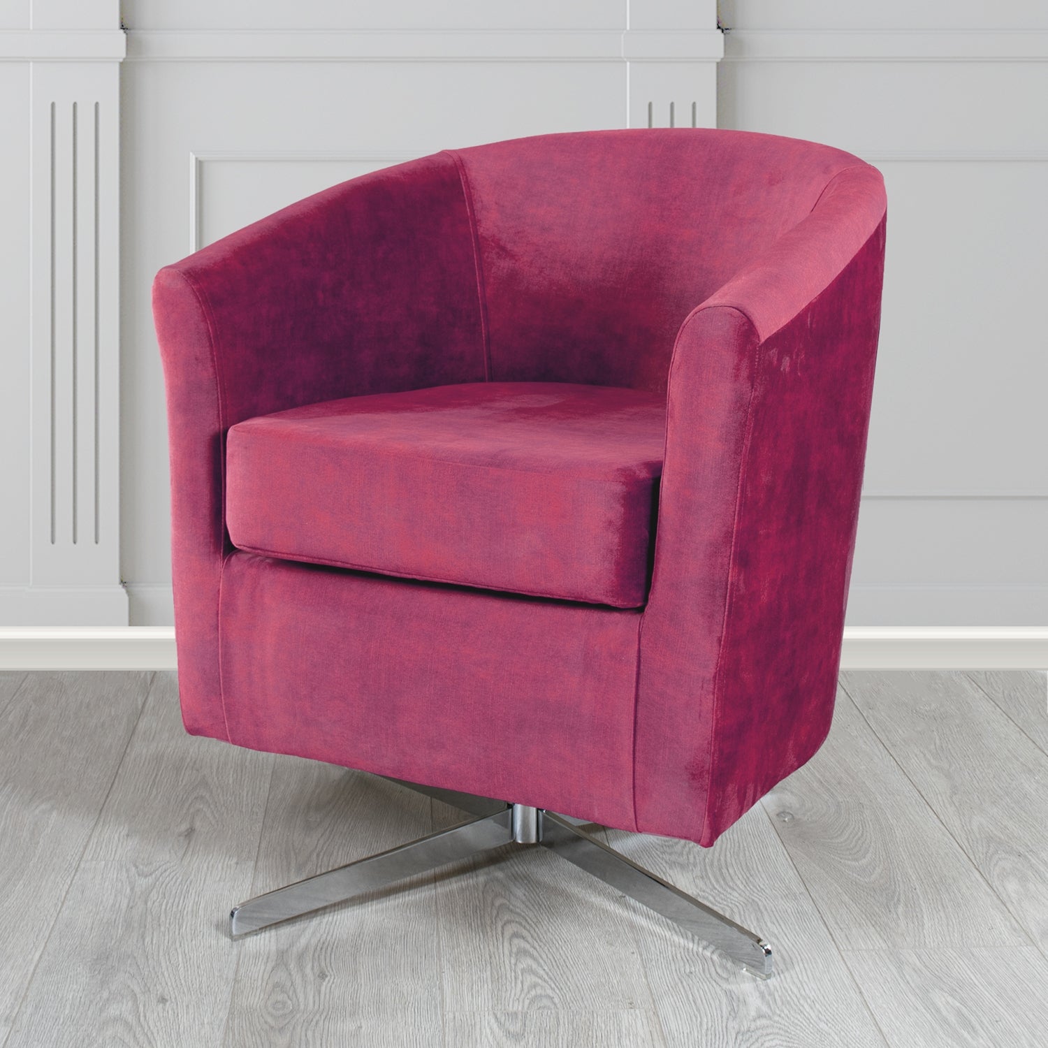 Cannes Swivel Tub Chair in Clarke and Clarke Martello Plain Textured Velvet Fabric