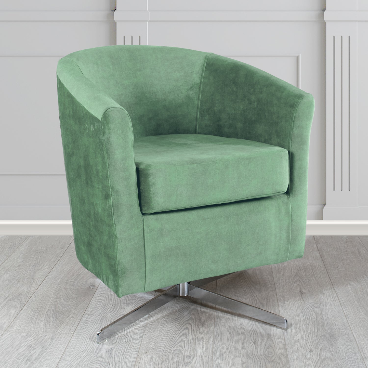 Cannes Swivel Tub Chair in Clarke and Clarke Martello Plain Textured Velvet Fabric