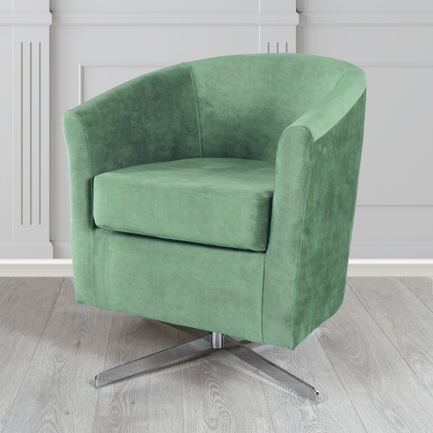 Cannes Swivel Tub Chair in Clarke and Clarke Martello Plain Textured Velvet Fabric