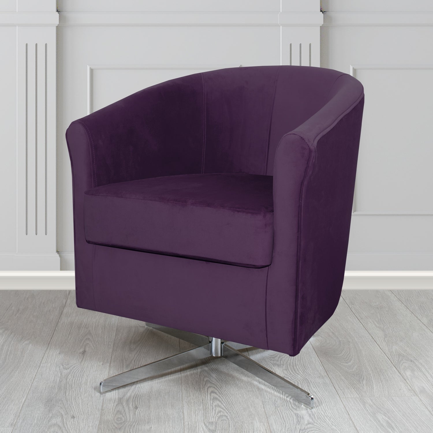 Cannes Swivel Tub Chair in Sekers Fabrics Varna Columbia Crib 5 Velvet Fabric