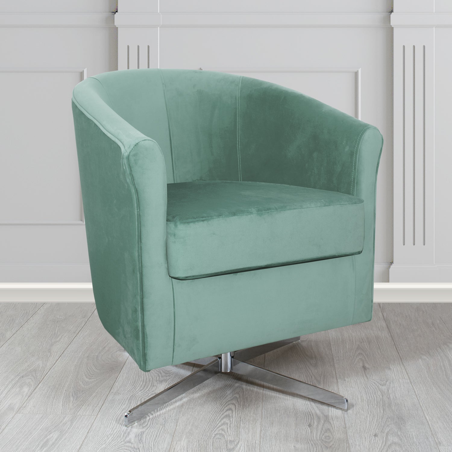 Cannes Swivel Tub Chair in Sekers Fabrics Varna Columbia Crib 5 Velvet Fabric
