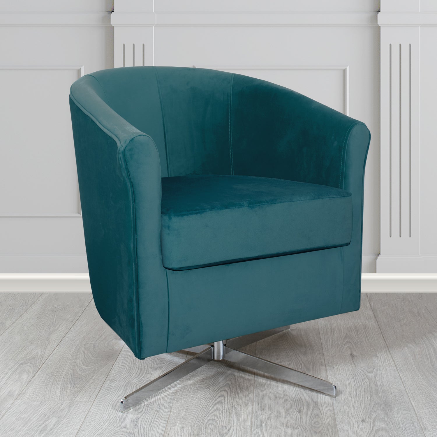 Cannes Swivel Tub Chair in Sekers Fabrics Varna Columbia Crib 5 Velvet Fabric