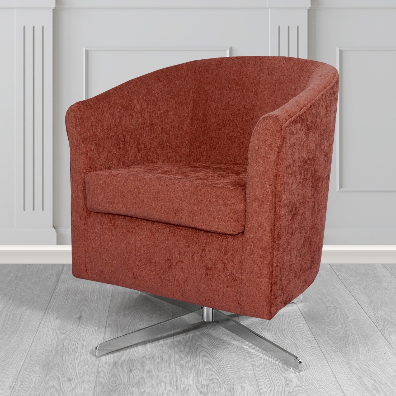 Cannes Swivel Tub Chair in Como Plain Chenille Fabric