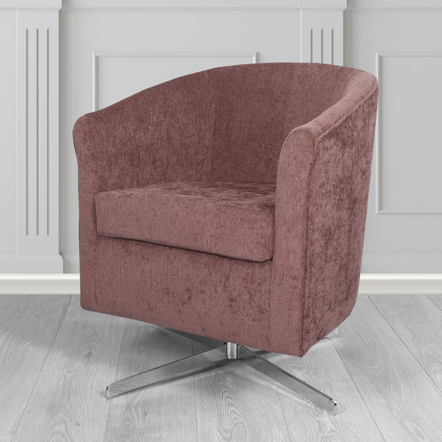 Cannes Swivel Tub Chair in Como Plain Chenille Fabric