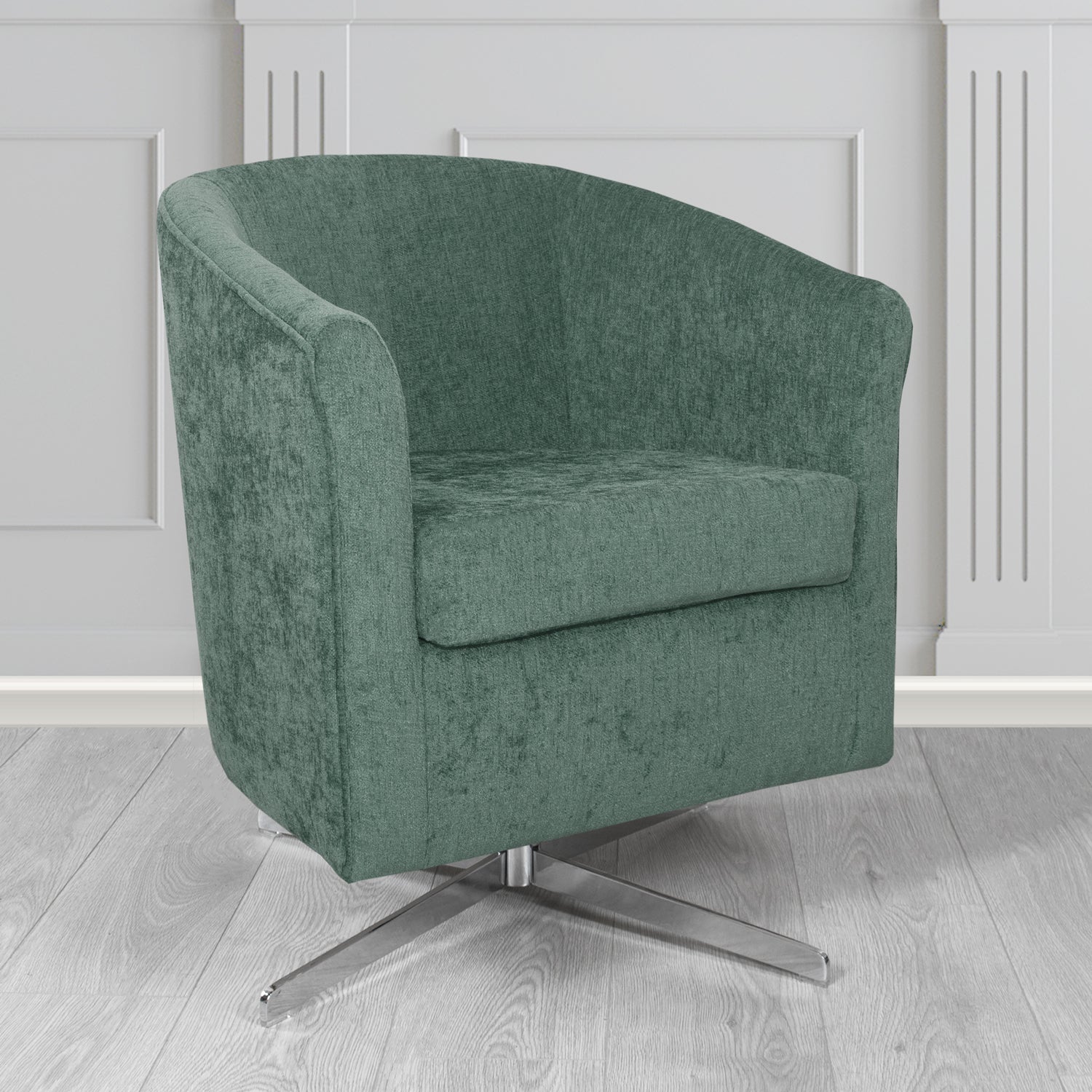 Cannes Swivel Tub Chair in Como Plain Chenille Fabric