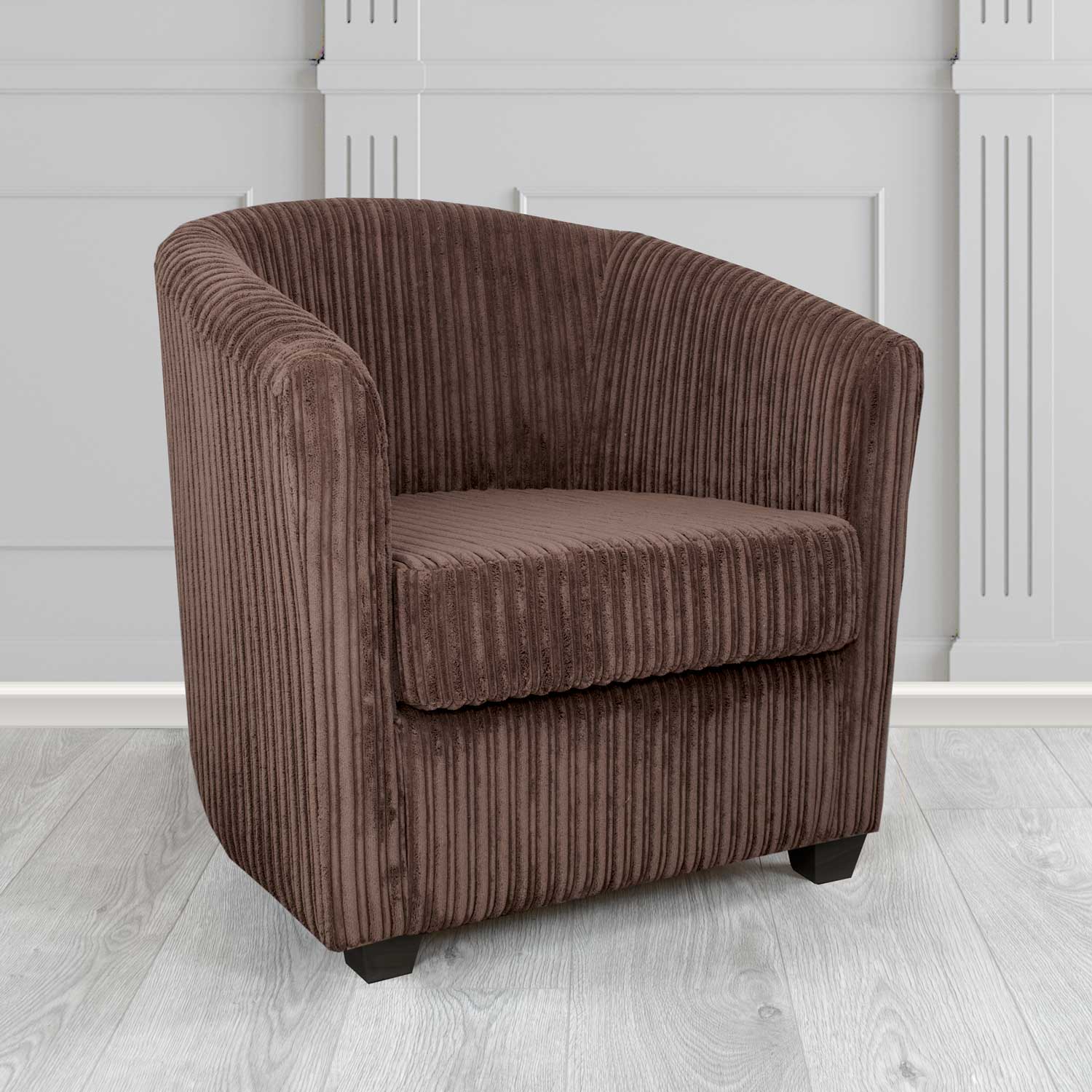 Cannes Conway Chocolate Plain Texture Fabric Tub Chair (6582737109034)
