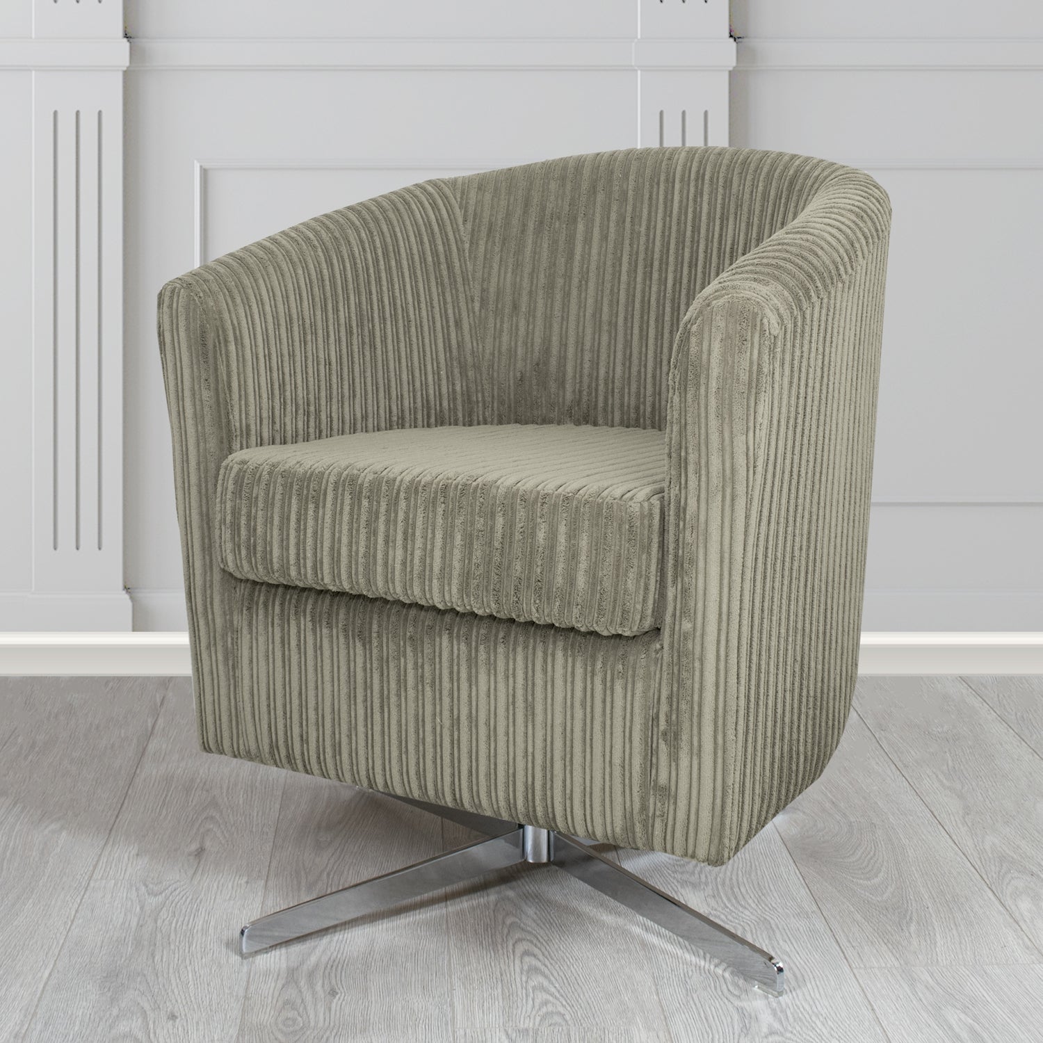 Cannes Swivel Tub Chair in Tubz Conway Plain Textured Fabric