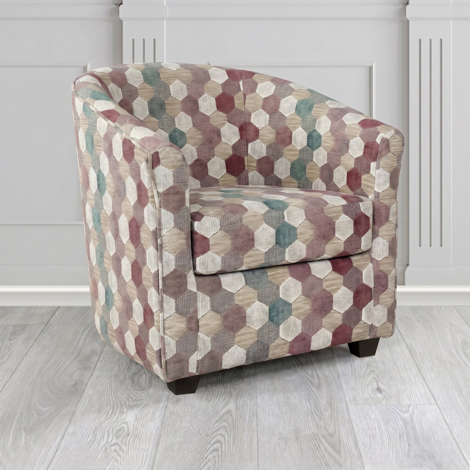 Cannes Tub Chair in Cristina Marrone Extravaganza Honeycomb Velvet Pattern Fabric
