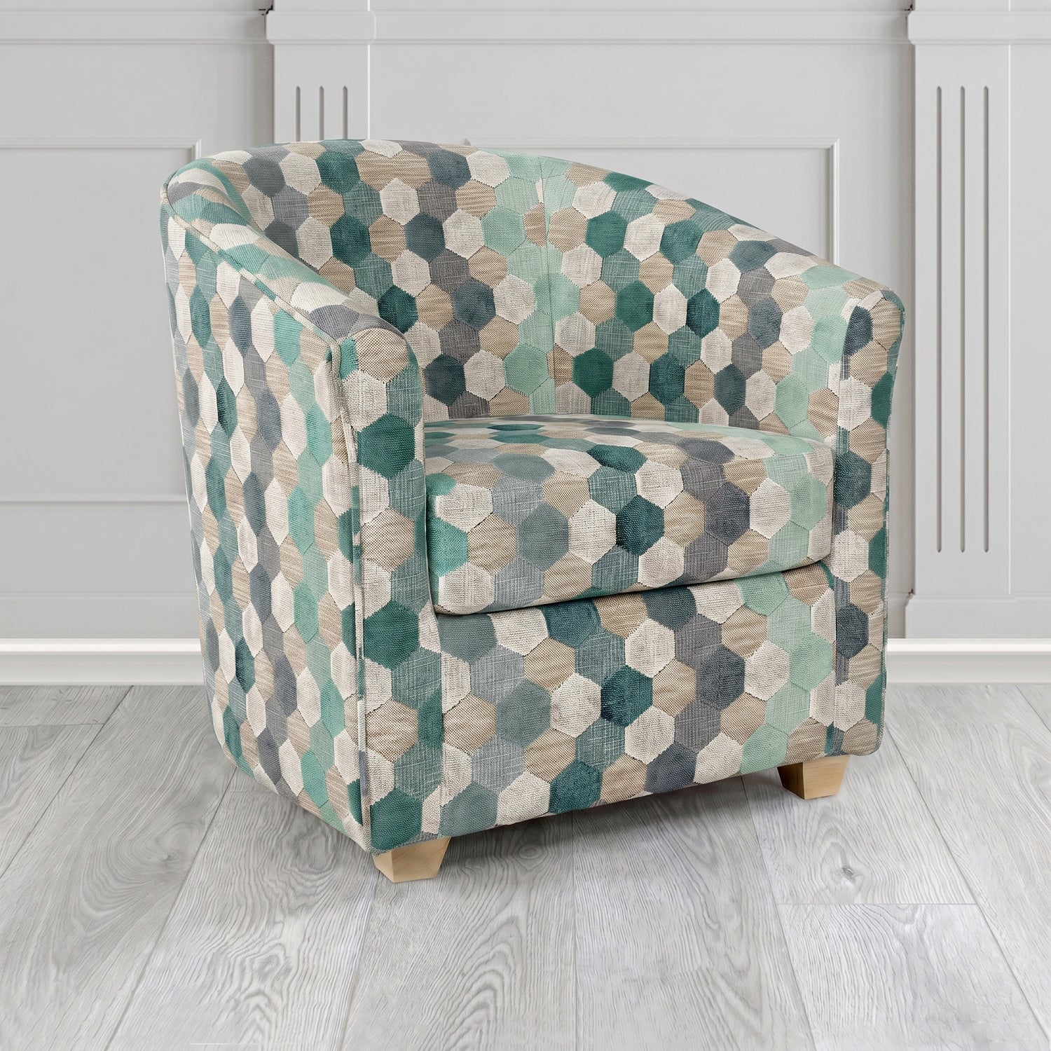 Cannes Tub Chair in Cristina Marrone Extravaganza Honeycomb Velvet Pattern Fabric