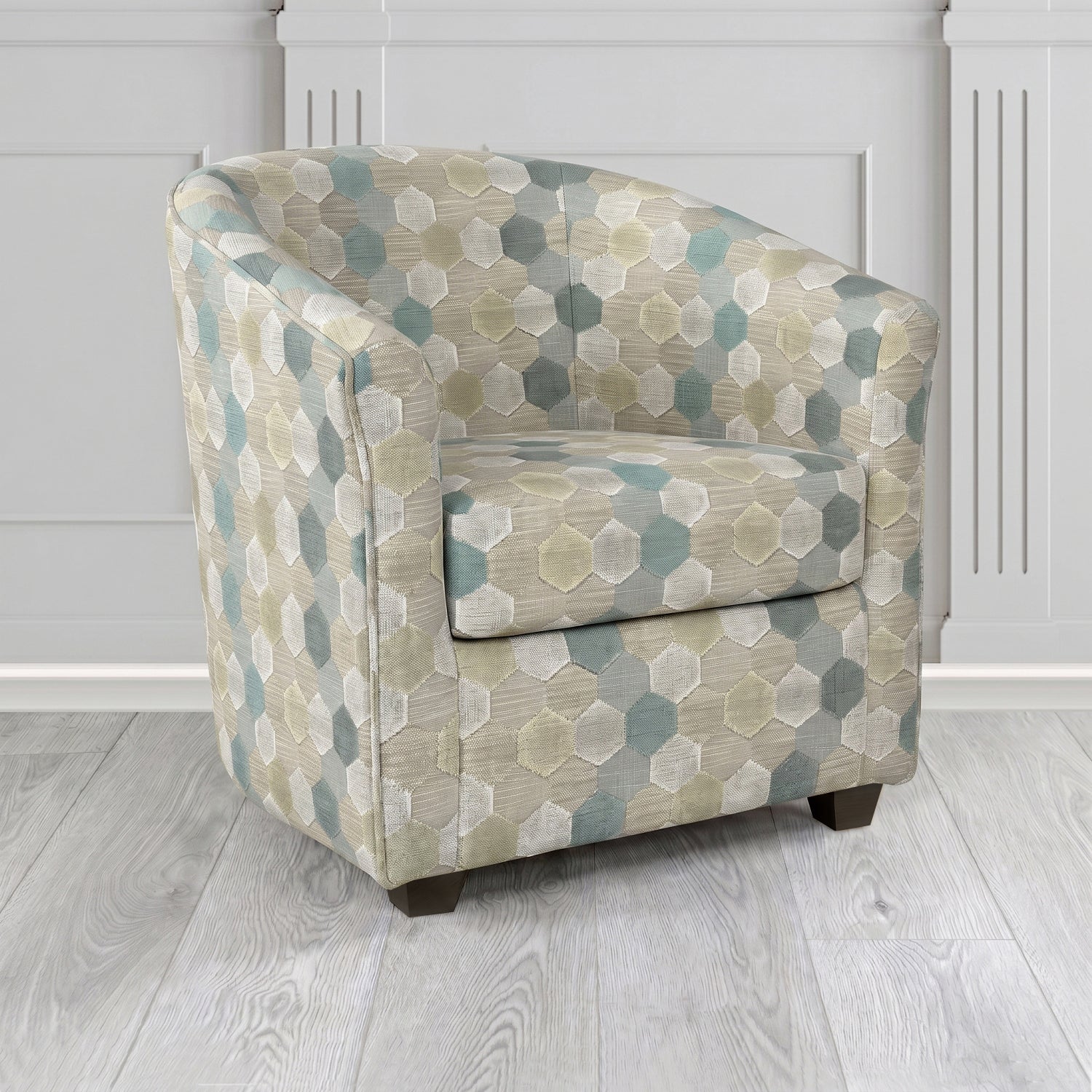 Cannes Tub Chair in Cristina Marrone Extravaganza Honeycomb Velvet Pattern Fabric