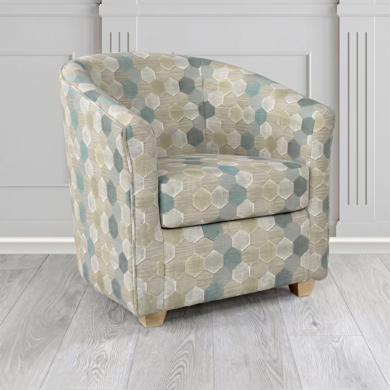 Cannes Tub Chair in Cristina Marrone Extravaganza Honeycomb Velvet Pattern Fabric