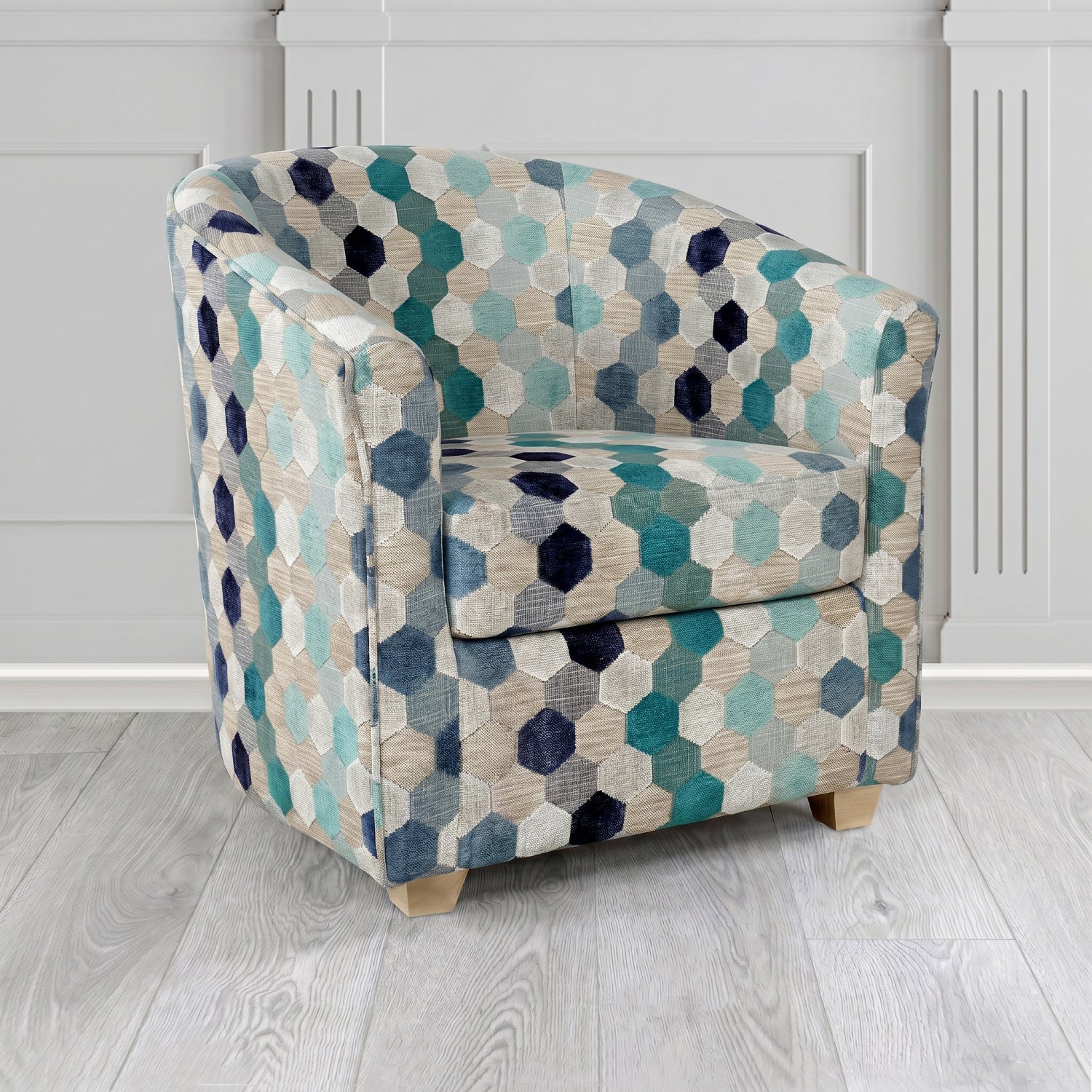 Cannes Tub Chair in Cristina Marrone Extravaganza Honeycomb Velvet Pattern Fabric