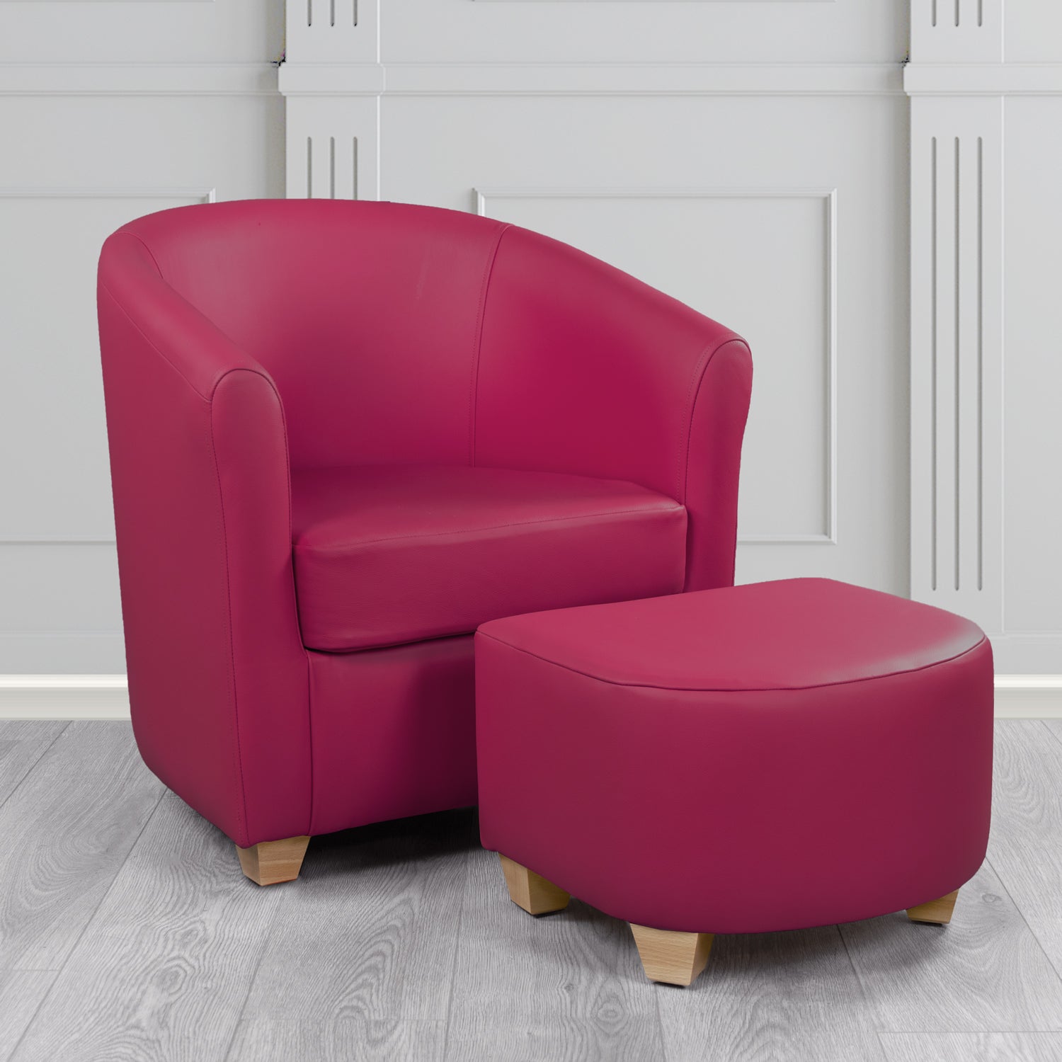 Cannes Shelly Anemone Crib 5 Genuine Leather Tub Chair & Footstool Set