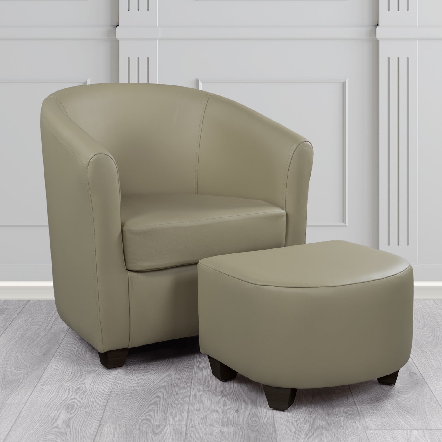 Cannes Shelly Ash Crib 5 Genuine Leather Tub Chair & Footstool Set
