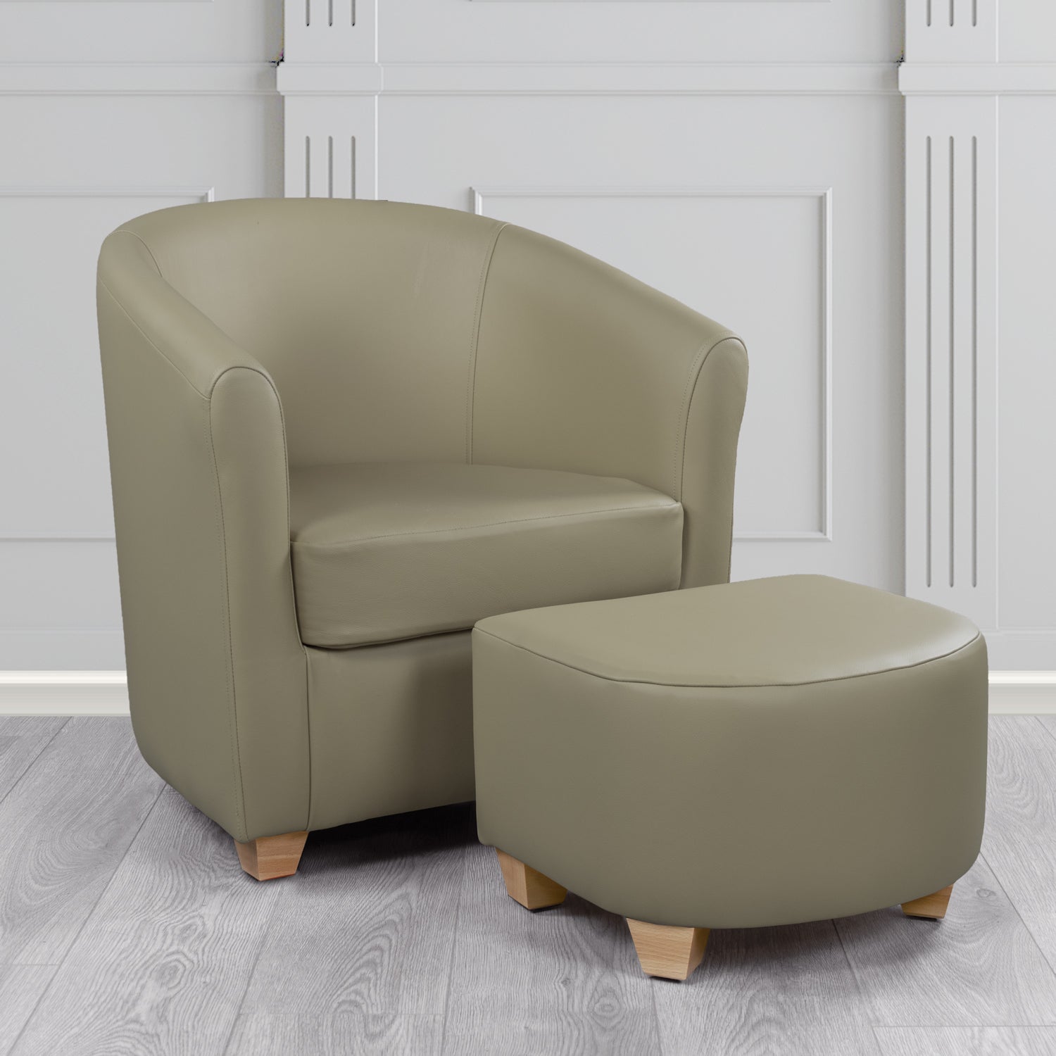 Cannes Shelly Ash Crib 5 Genuine Leather Tub Chair & Footstool Set
