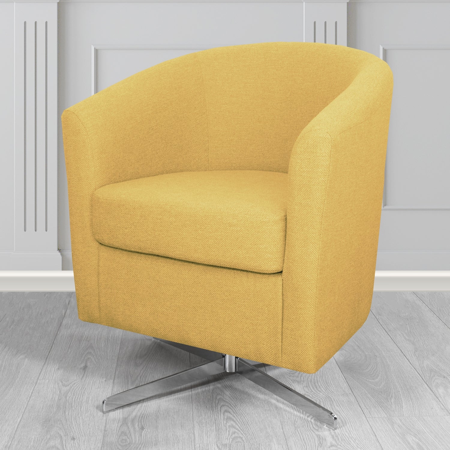 Cannes Swivel Tub Chair in Cristina Marrone Garda Plain Flatweave Fabric